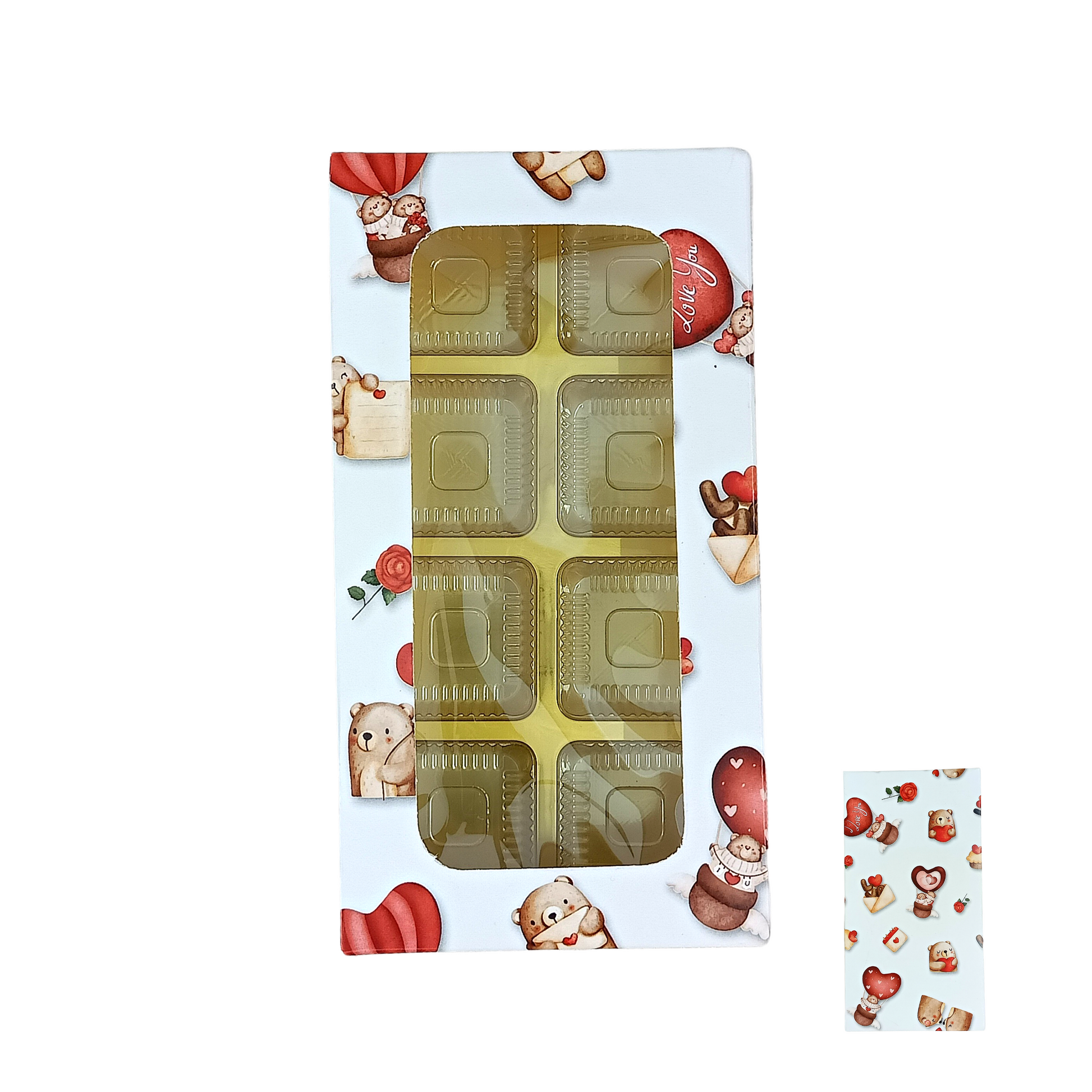 8 Cavity Valentine Chocolate Boxes I 7.5 x 4 x 1.25 inch I For Chocolates, Sweets Bites Gifting Royal Box Shop