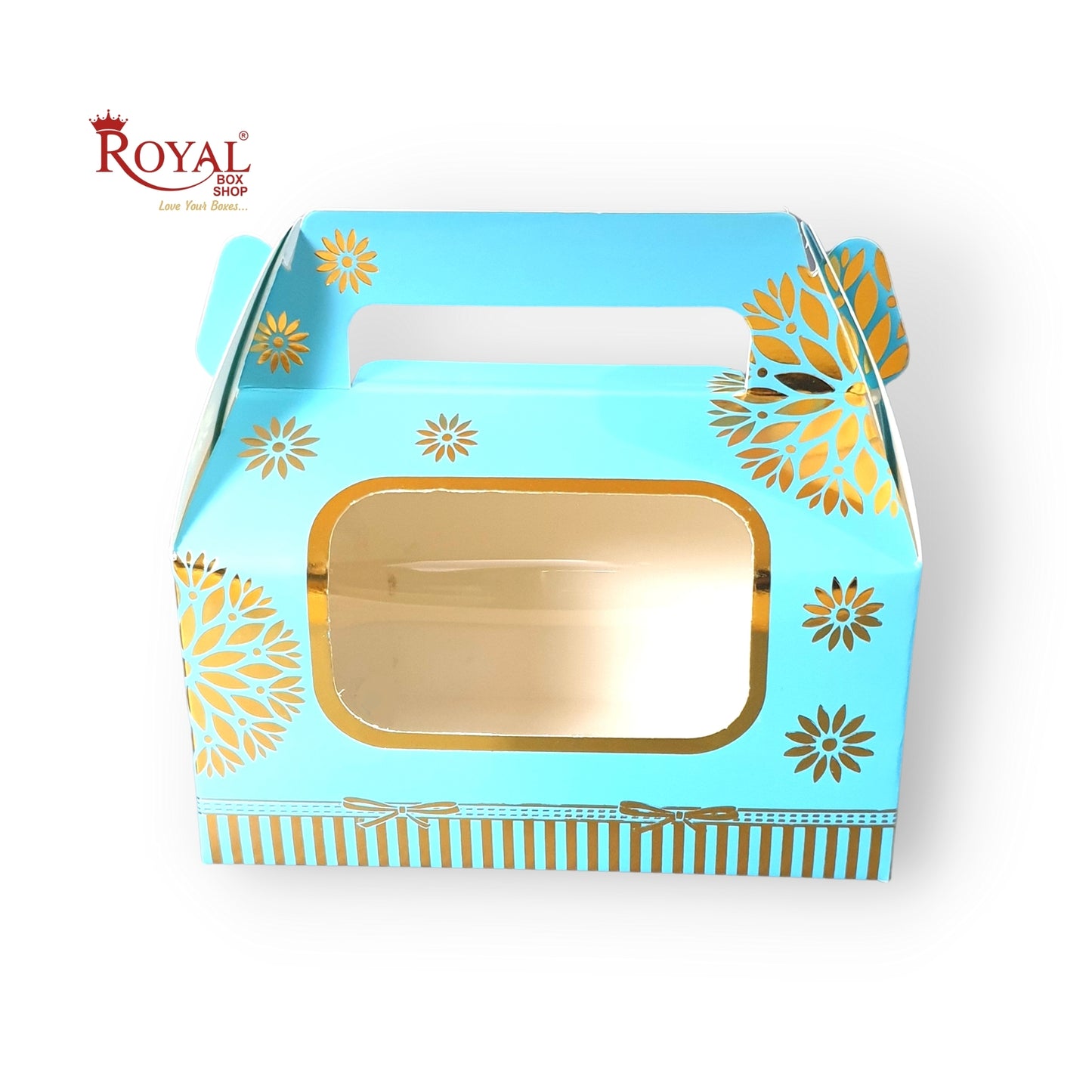 2 Jar Box With Handle I Blue Gold Foiling Print I 7"x3.5"x3.5" inches I For Return Favor Gifts, Dryfruits Gift Bags