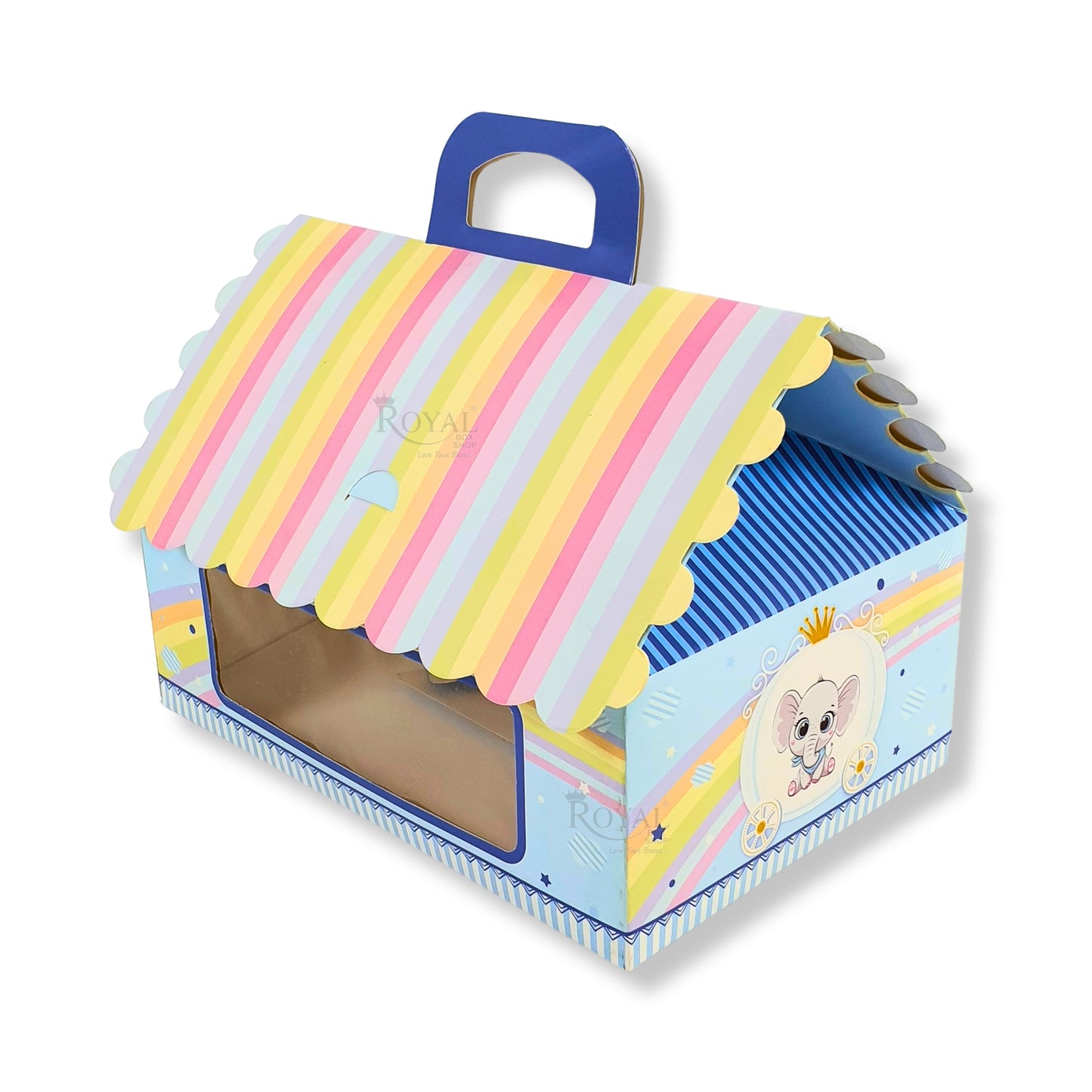 Baby Blue Elephant Hut Gift Box - 10 x 6.75 x 3.75 Inch Royal Box Shop