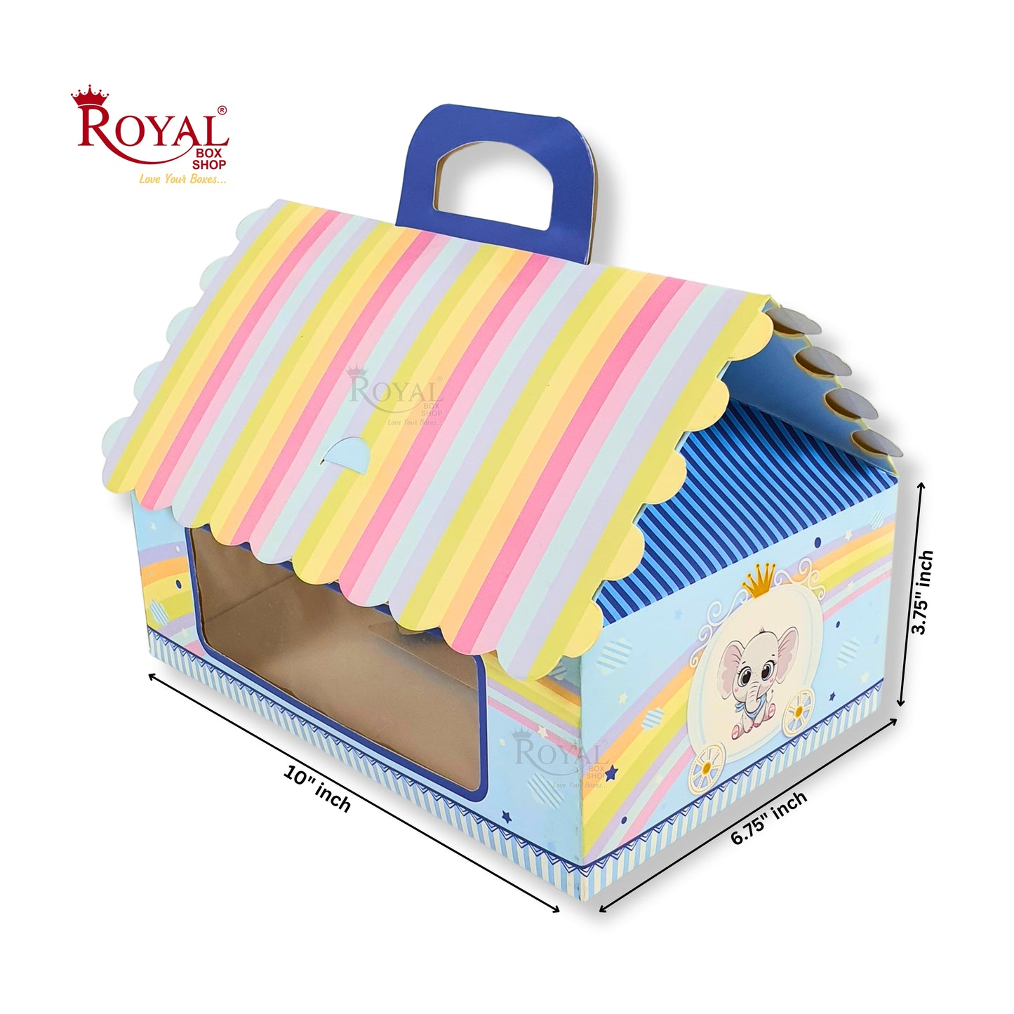 Baby Blue Elephant Hut Gift Box - 10 x 6.75 x 3.75 Inch Royal Box Shop