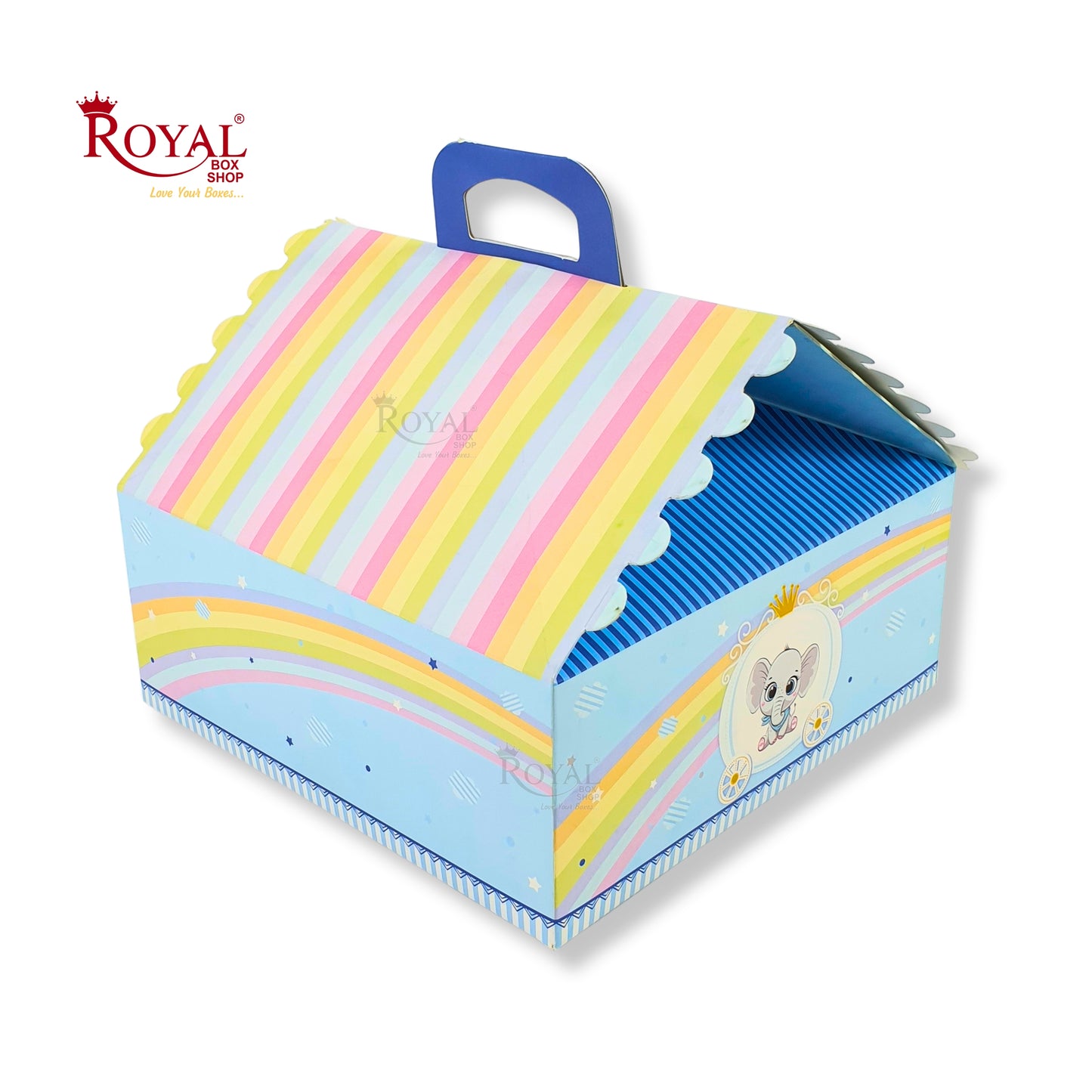 Baby Blue Elephant Hut Gift Box - 9.75 x 9.75 x 4 Inches Royal Box Shop