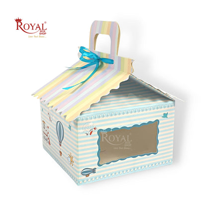 Blue Balloon Hut Gift Boxes I 6"x6"x4" Inch I Baby Showers, Birthdays, Announcements Royal Box Shop