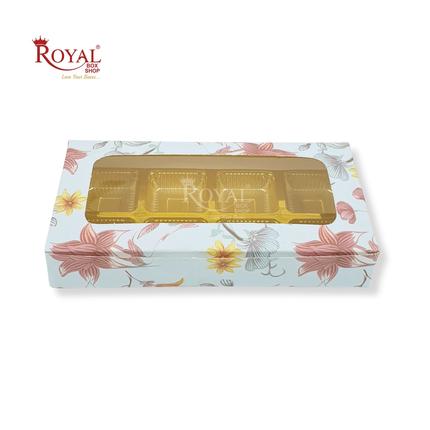 8 Cavity Chocolate Boxes I 7.5 x 4 x 1.25 inches I Blue Floral