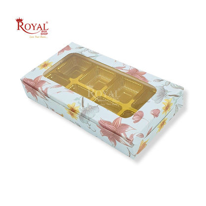 8 Cavity Chocolate Boxes I 7.5 x 4 x 1.25 inches I Blue Floral