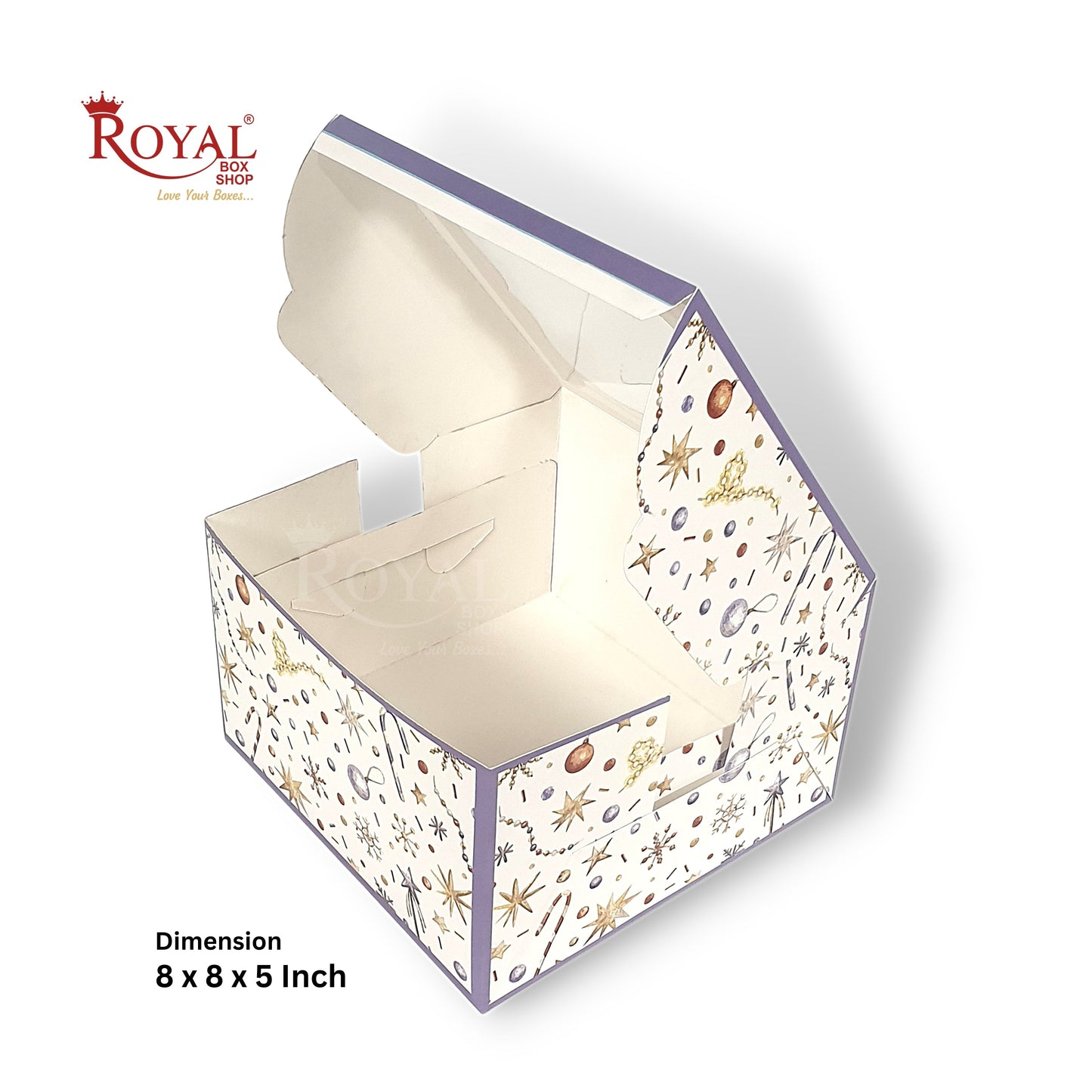 Cake Box With Window I Christmas Theme I Size 8x8x5 inch I 300 GSM I Half Kg Cake Box Royal Box Shop