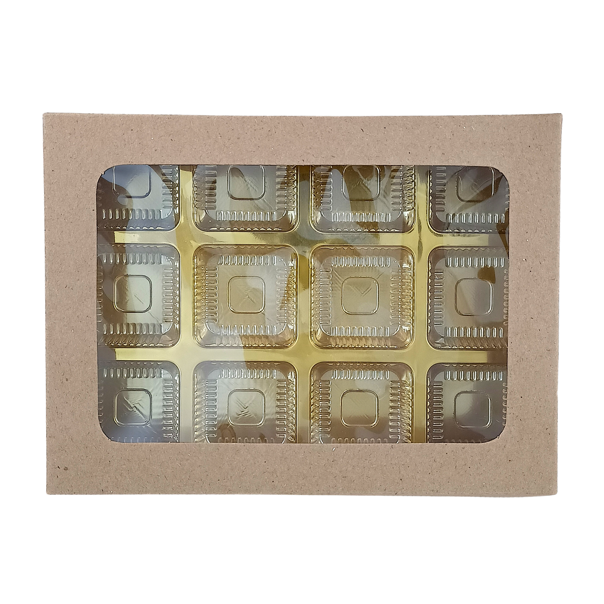 Chocolate Boxes 12 Cavity - Kraft - 7.5 x 5.5 x 1.25 inches Royal Box Shop