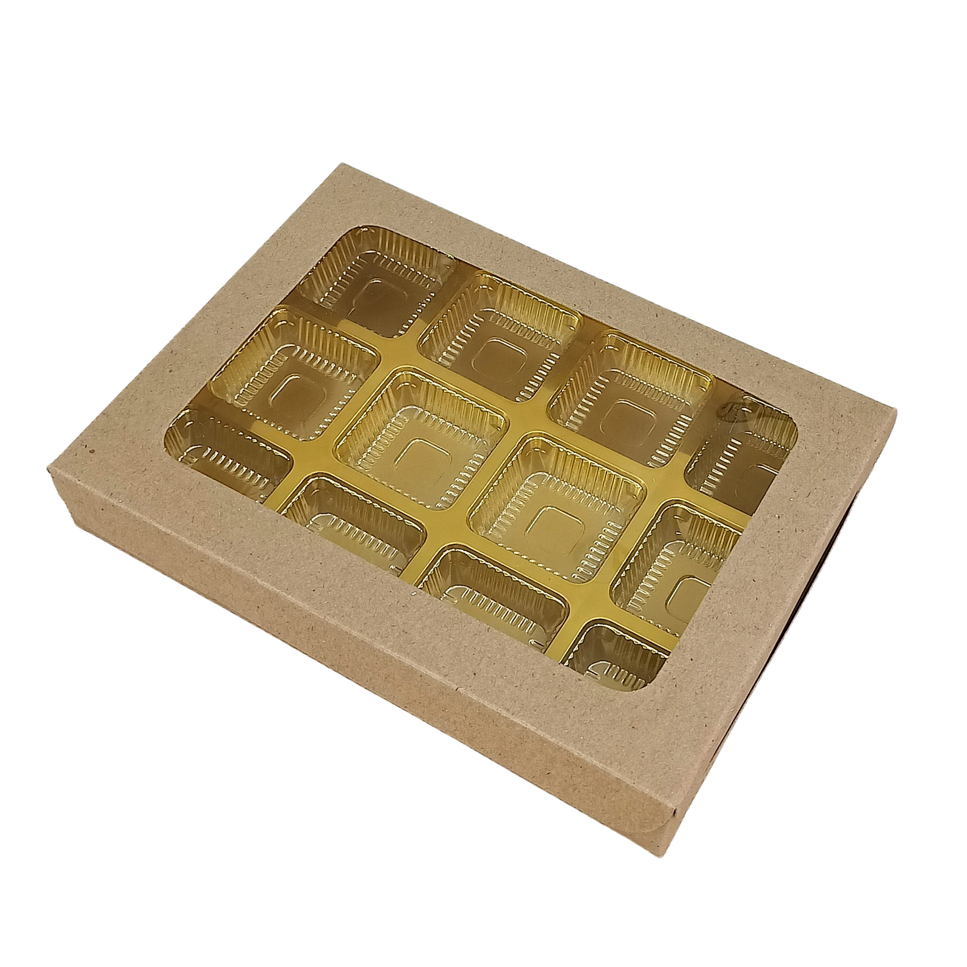 Chocolate Boxes 12 Cavity - Kraft - 7.5 x 5.5 x 1.25 inches Royal Box Shop