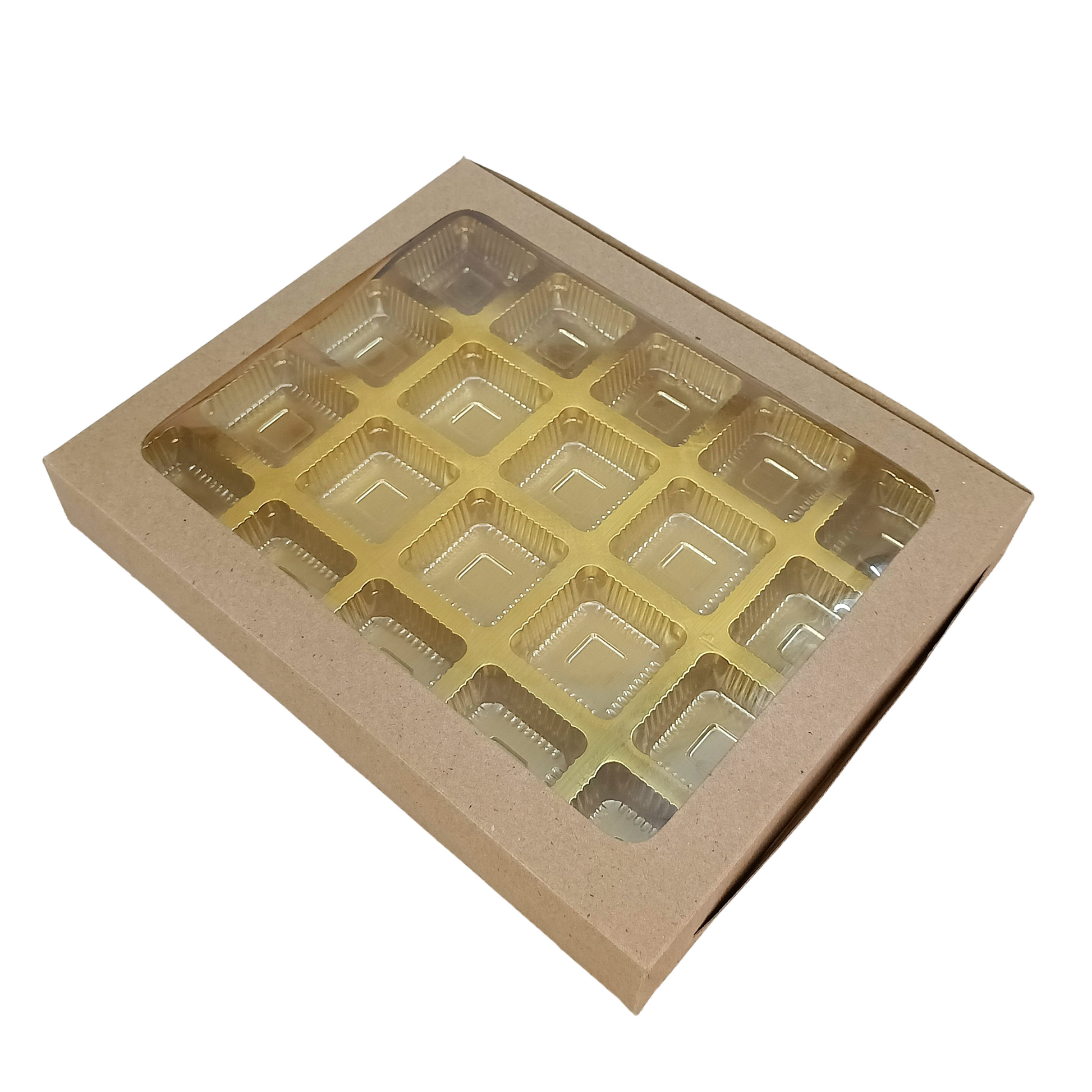 Chocolate Boxes 20 Cavity - 9.5 x 7.5 x 1.25 inches - Kraft Box Royal Box Shop