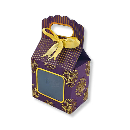 Premium Gift Box with Window I Purple Gold Leafing Print I 4x2.5x3.5 inches I For Return Favor Gift, Baby Shower Gifts, Room Hampers, Candy Box, Birthday Return Gift
