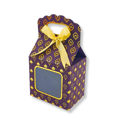 Premium Gift Box with Window I Purple Flower Leaf Print I 4x2.5x3.5 inches I For Return Favor Gift, Baby Shower Gifts, Room Hampers, Candy Box, Birthday Return Gift