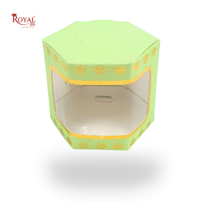 Cookies Box with Window I RCF-07 D2 Green With Golden Leafing I 3x3x3 inches