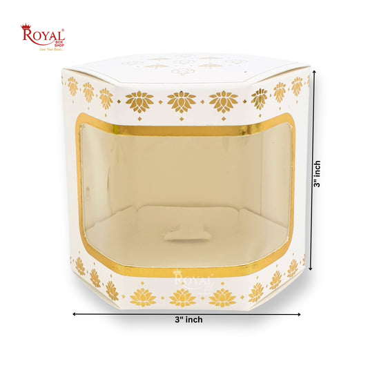 Cookies Box with Window I RCF-07 D2 White With Golden Leafing I 3x3x3 inches