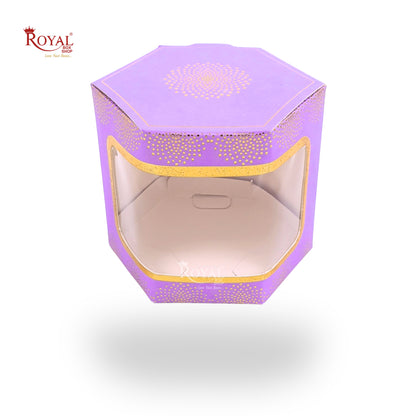 Cookies Box with Window I RCF-07 D1 Lavender With Gold Dot Print I 3x3x3 inches