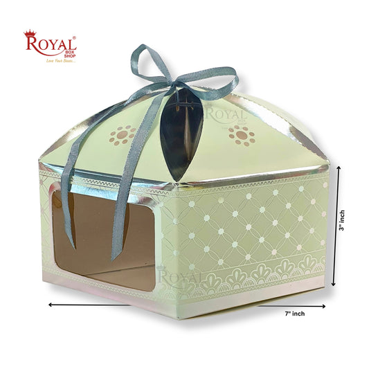 Dry Cake Box with Gold Foil Accents (7x7x3 Inch) Green Flower Royal Box Shop