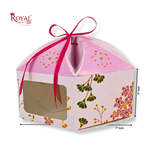 Dry Cake Box with Gold Foil Accents (7x7x3 Inch) Lavender Flower Royal Box Shop