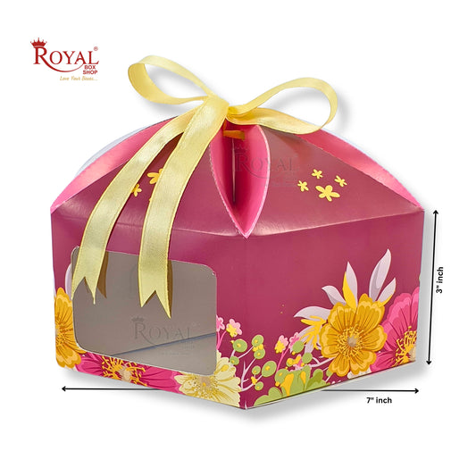 Dry Cake Box with Gold Foil Accents (7x7x3 Inch) Wine Flower Royal Box Shop