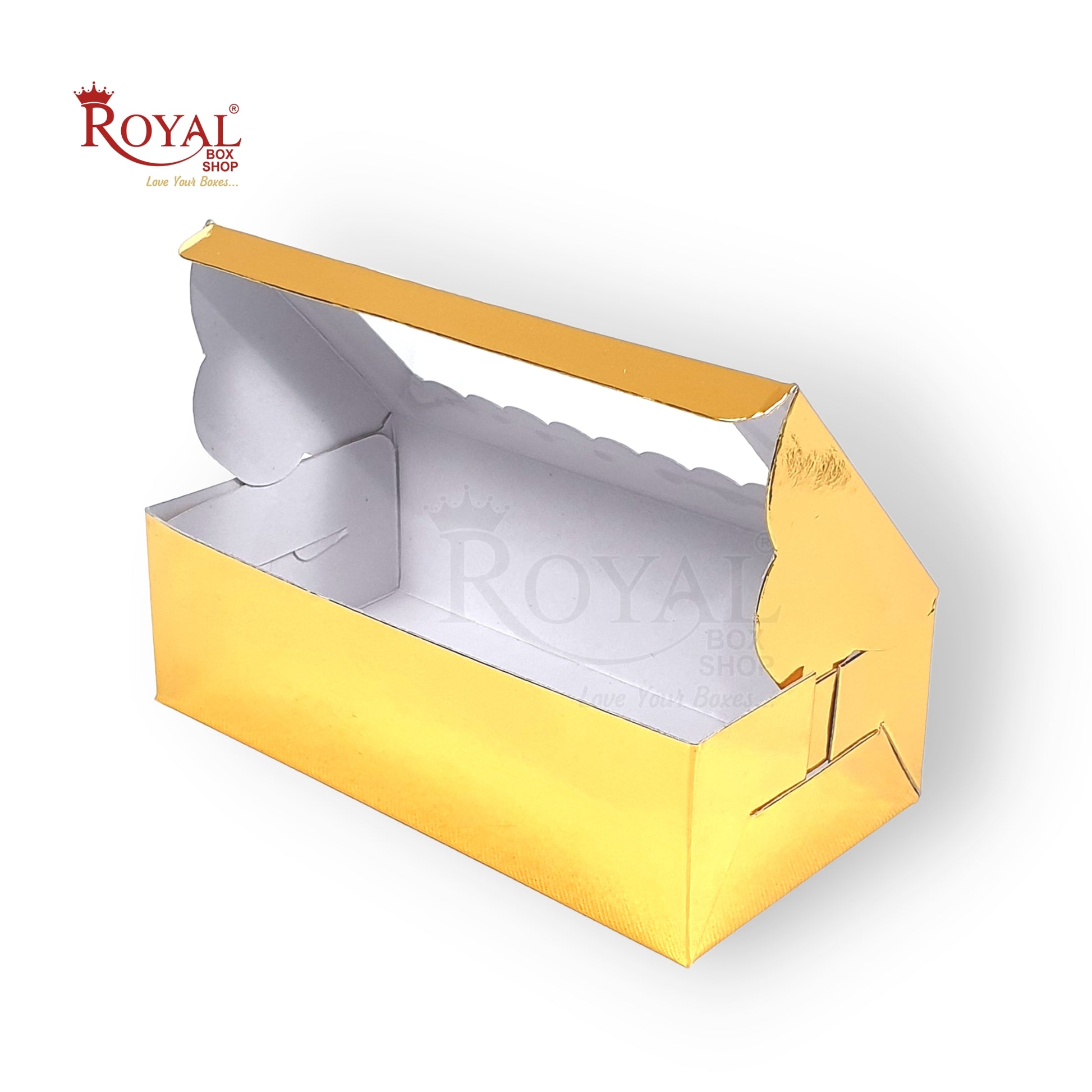 Golden 2Pc Brownie Box | Window Display | Perfect for Brownies, Cookies, Candies, Chocolates I 6x3x1.75" Royal Box Shop