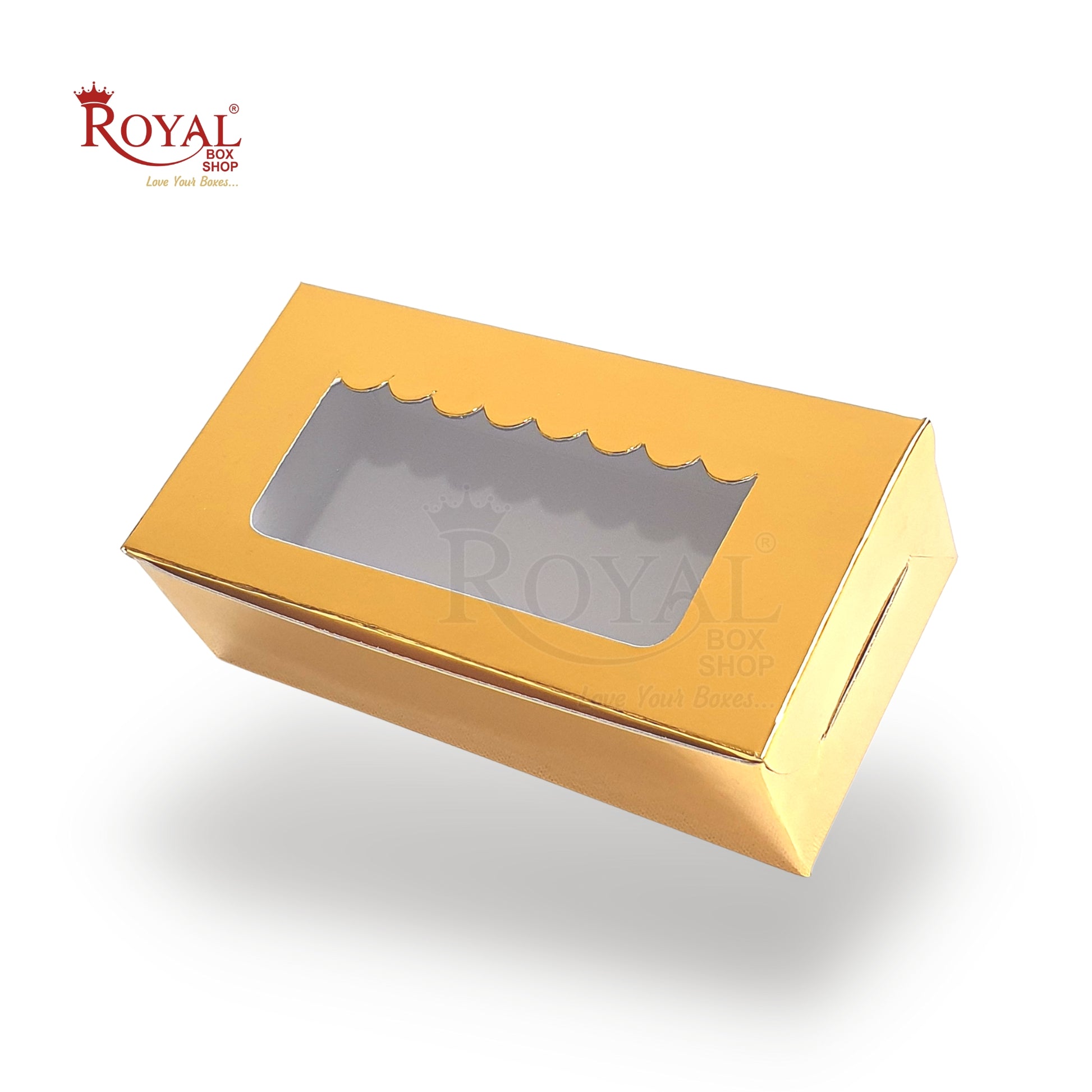 Golden 2Pc Brownie Box | Window Display | Perfect for Brownies, Cookies, Candies, Chocolates I 6x3x1.75" Royal Box Shop