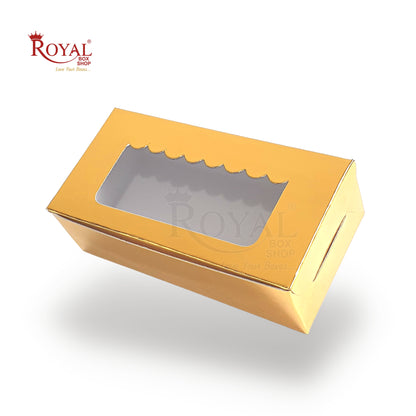 Golden 2Pc Brownie Box | Window Display | Perfect for Brownies, Cookies, Candies, Chocolates I 6x3x1.75" Royal Box Shop