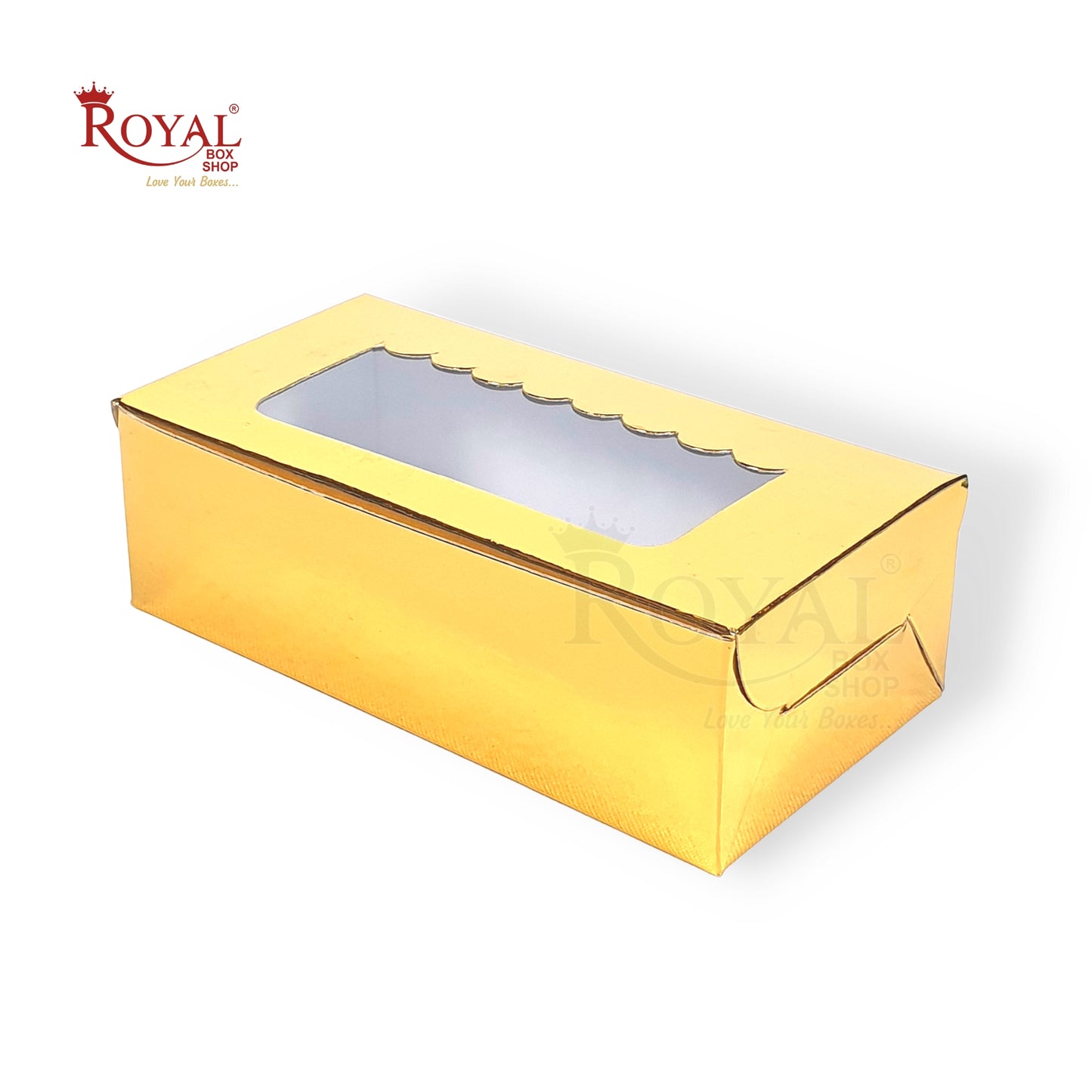 Golden 2Pc Brownie Box | Window Display | Perfect for Brownies, Cookies, Candies, Chocolates I 6x3x1.75" Royal Box Shop