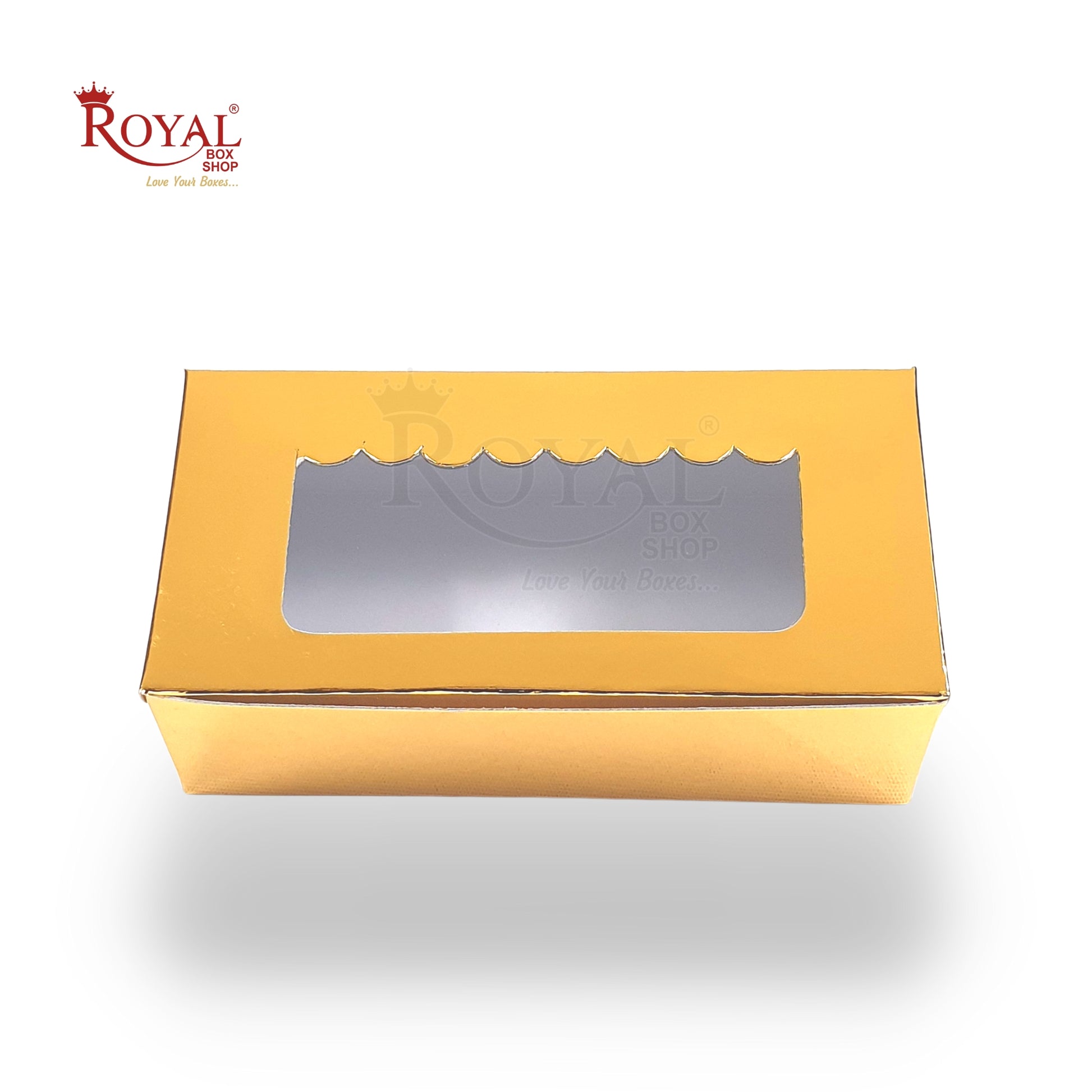 Golden 2Pc Brownie Box | Window Display | Perfect for Brownies, Cookies, Candies, Chocolates I 6x3x1.75" Royal Box Shop