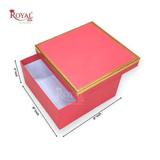 Hamper Gift Boxes I 8x8x4 Inches I Red with Gold Foiling I For Return Wedding Corporate Hamper Gifts Box Royal Box Shop