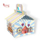 Hut Boxes with Circus Carnival Print & Handle I 6x6x4 I Blue I Perfect For Birthday, Favor, Announcements Royal Box Shop