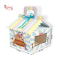 Hut Boxes with Circus Carnival Print & Handle I 6x6x4 I Blue I Perfect For Birthday, Favor, Announcements Royal Box Shop