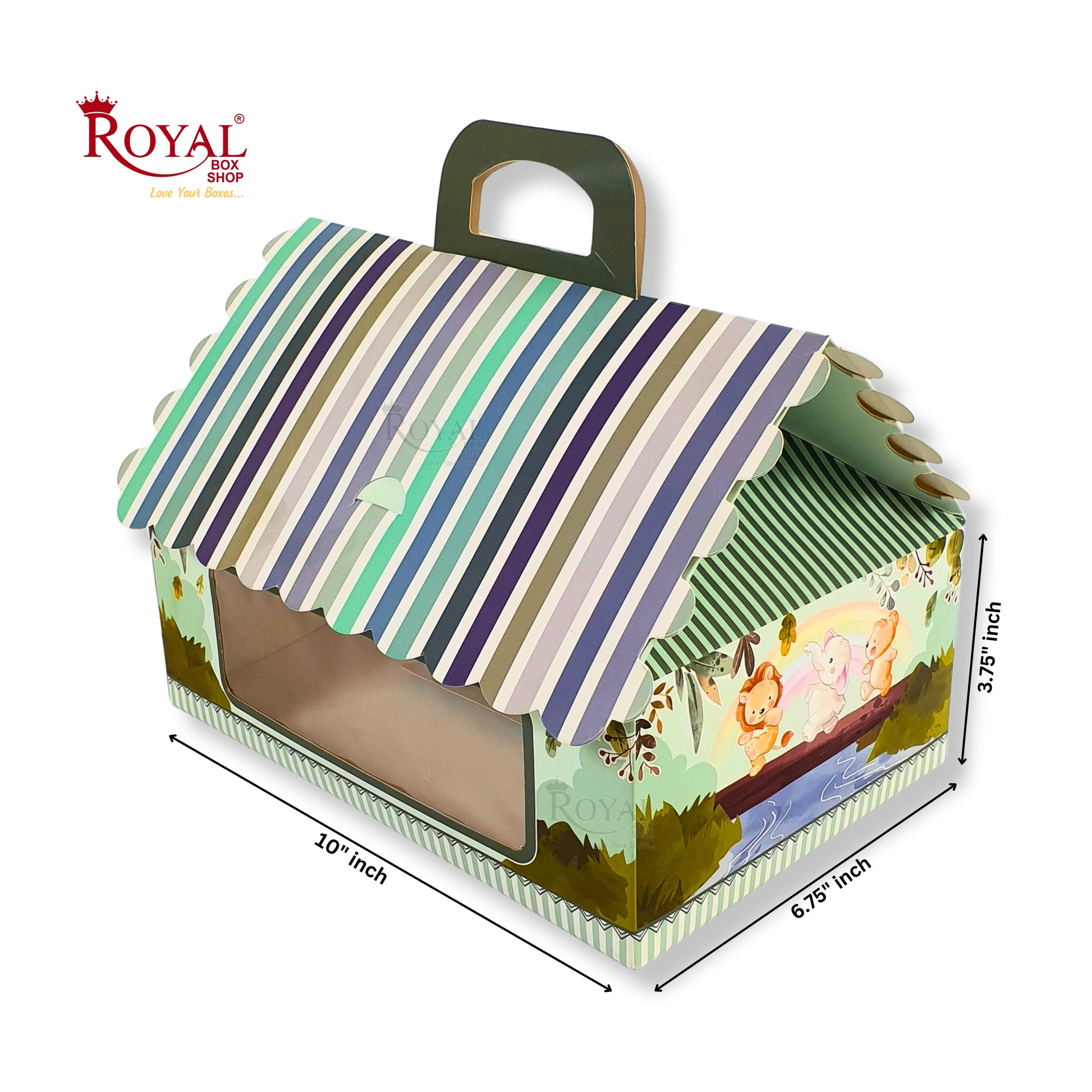 Jungle Theme Hut Gift Box - 10 x 6.75 x 3.75 Inches Royal Box Shop