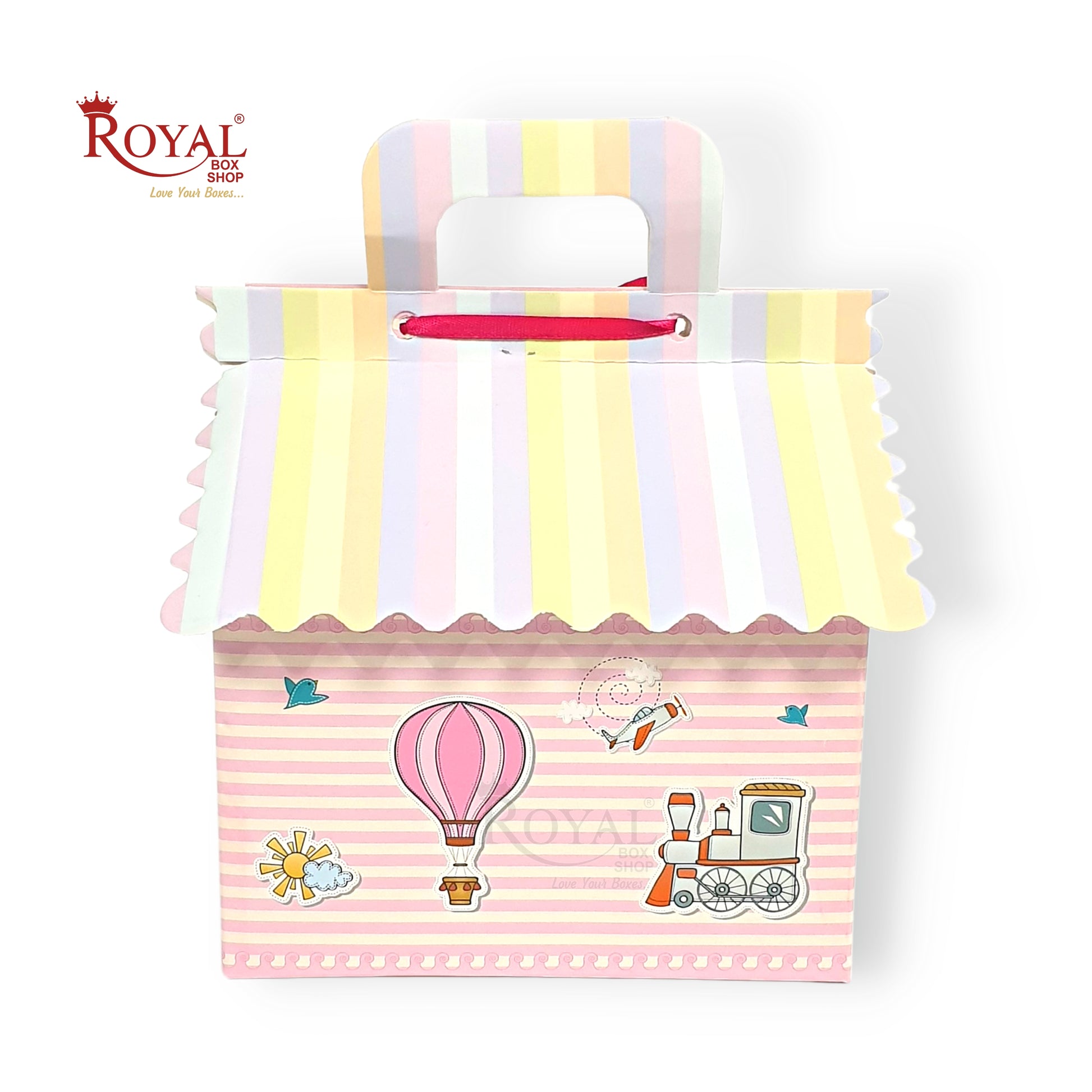 Pink Balloon Hut Gift Boxes I 6"x6"x4" Inch I Baby Showers, Birthdays, Announcements Royal Box Shop