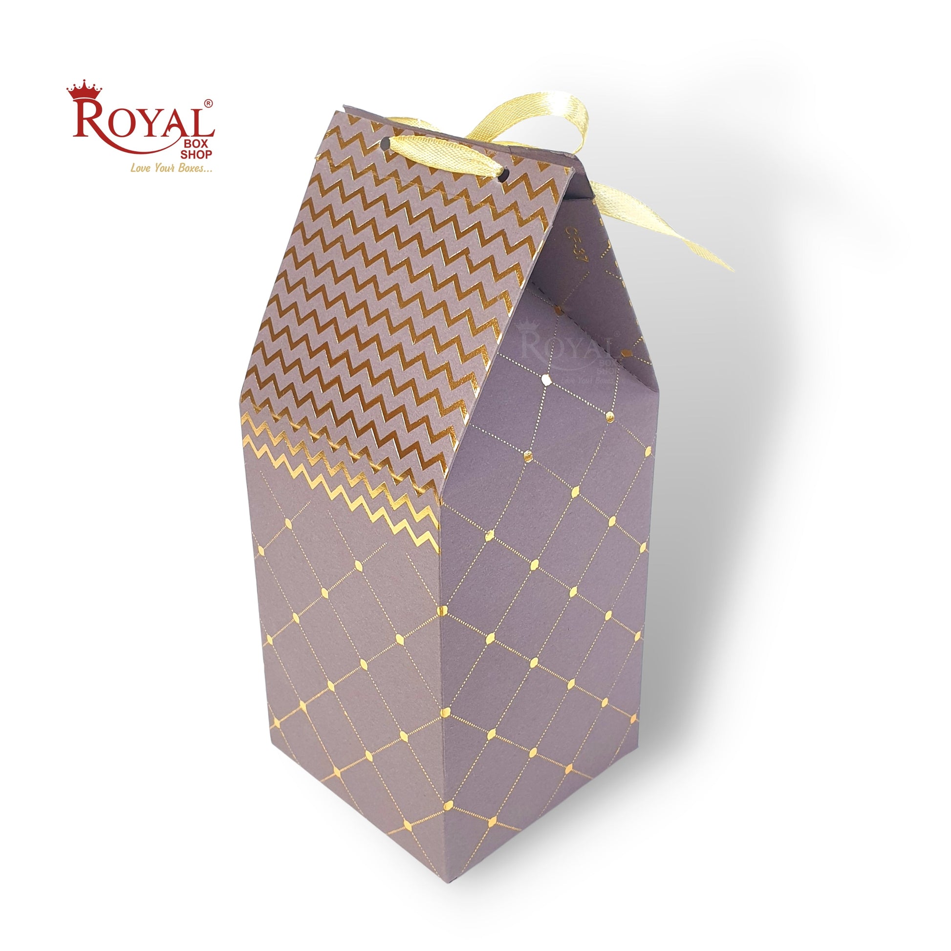 Premium Gift Box with Window I Light Brown Gold Leafing Print I 4.5x3x3 inches I For Return Favor Gift, Baby Shower Gifts, Room Hampers, Candy Box, Birthday Return Gift Royal Box Shop