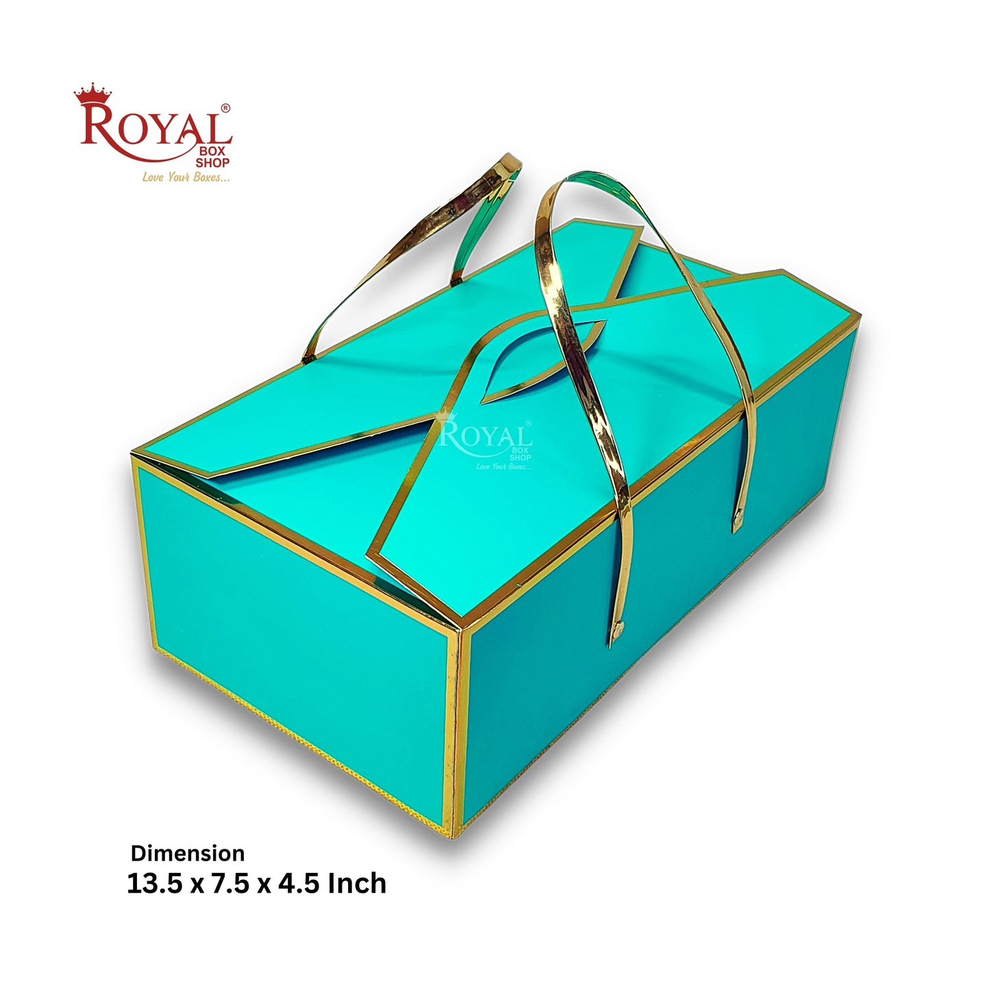 Premium Gift Hamper Bags I Gold Foiling I 13 x 7.5 x 4.5 Inch I Green Color I For Rakhi, Diwali, Wedding, Corporate, Birthday Return Gifting Hamper Bags Royal Box Shop