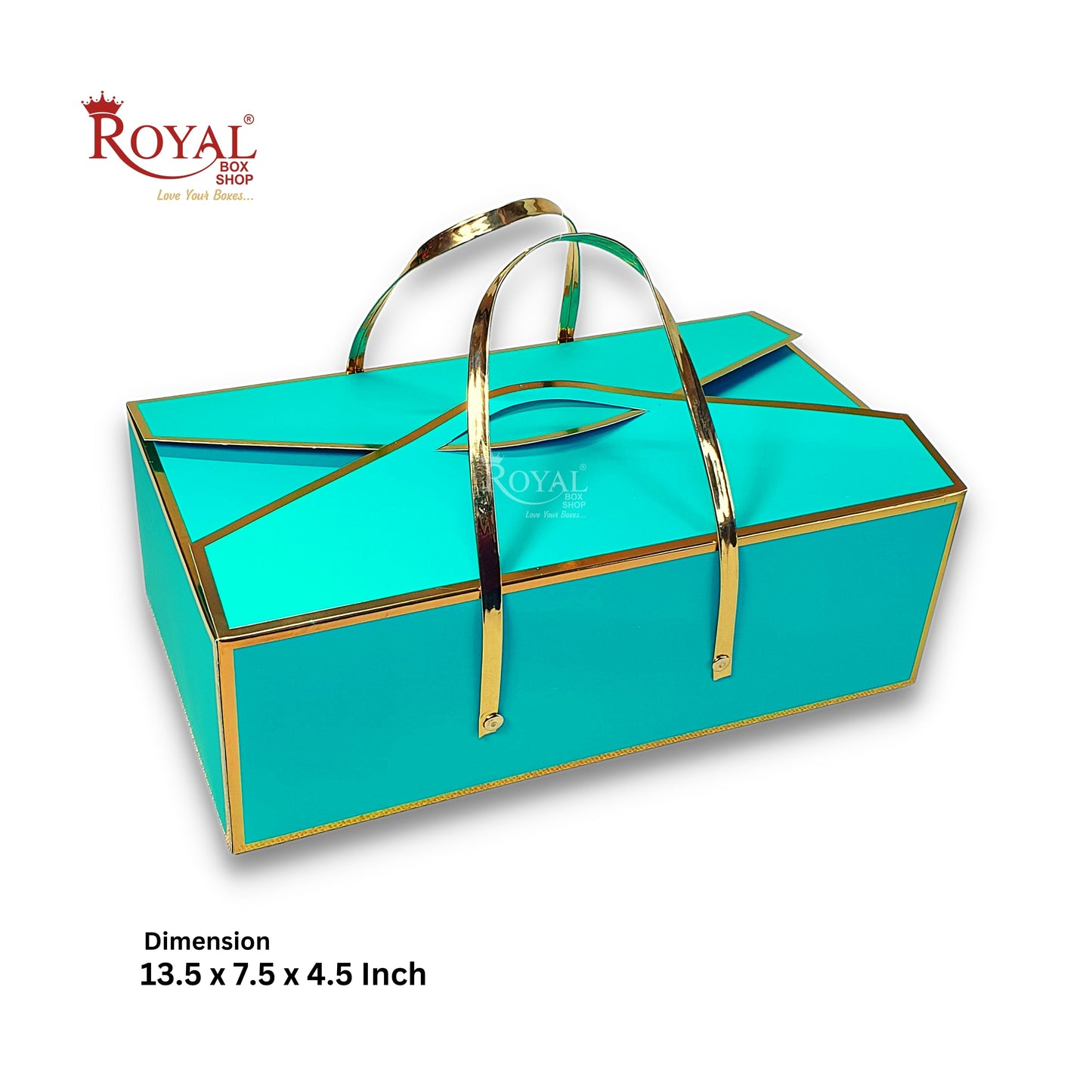 Premium Gift Hamper Bags I Gold Foiling I 13 x 7.5 x 4.5 Inch I Green Color I For Rakhi, Diwali, Wedding, Corporate, Birthday Return Gifting Hamper Bags Royal Box Shop