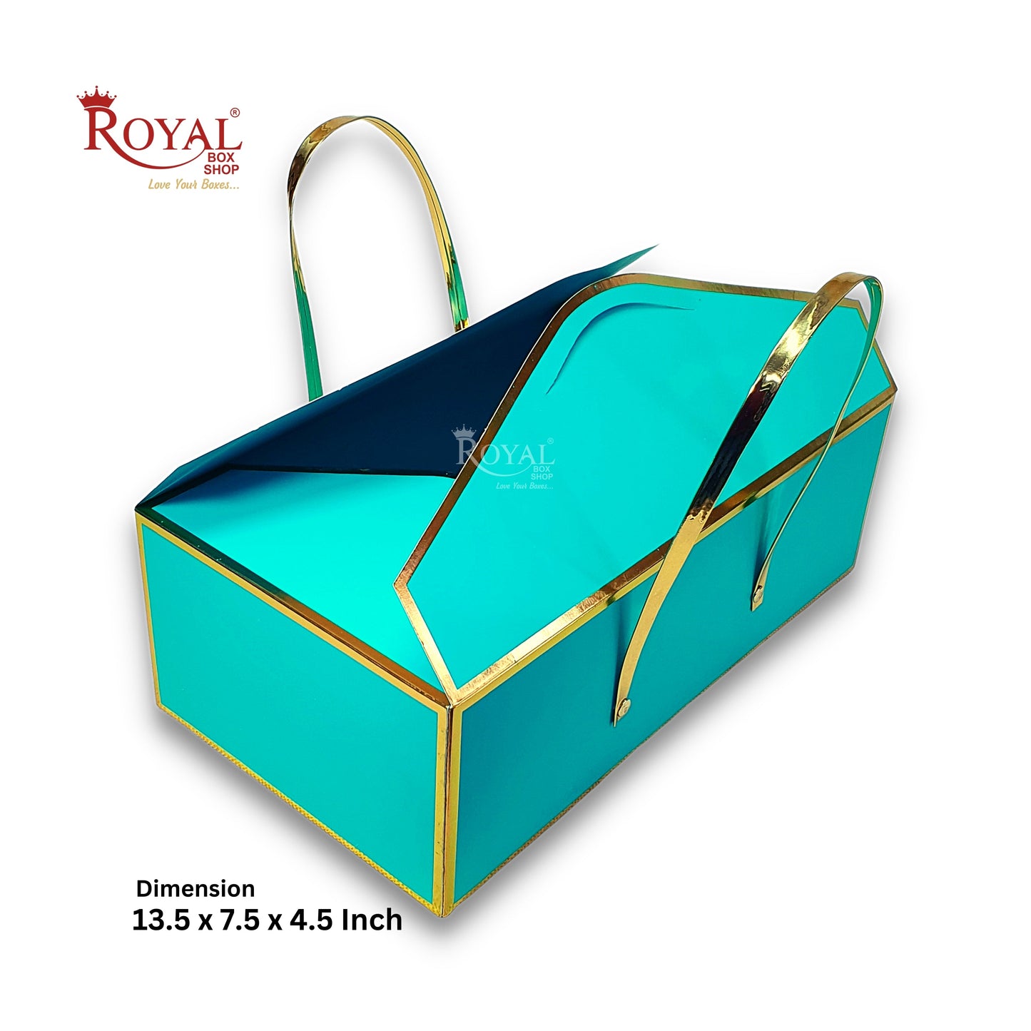 Premium Gift Hamper Bags I Gold Foiling I 13 x 7.5 x 4.5 Inch I Green Color I For Rakhi, Diwali, Wedding, Corporate, Birthday Return Gifting Hamper Bags Royal Box Shop