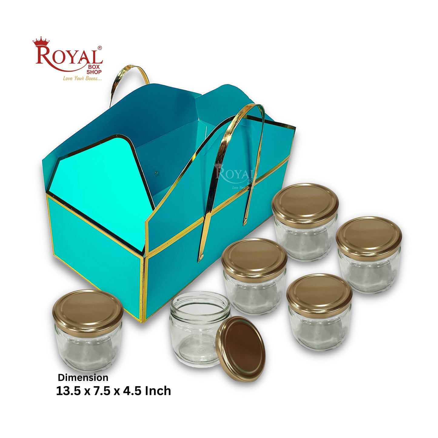 Premium Gift Hamper Bags I Gold Foiling I 13 x 7.5 x 4.5 Inch I Green Color I For Rakhi, Diwali, Wedding, Corporate, Birthday Return Gifting Hamper Bags Royal Box Shop