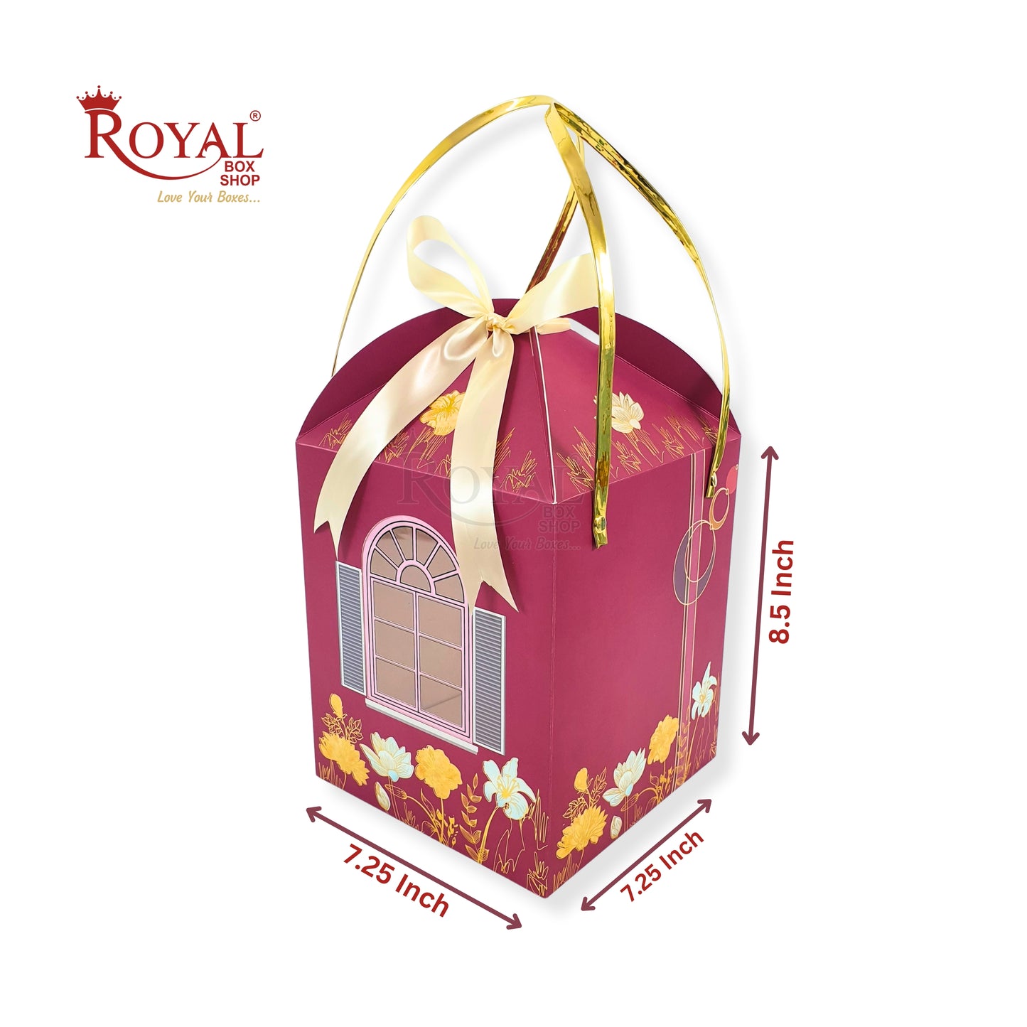 Premium Hut Boxes (RBF-1 D1) | 8.5x7.25x7.25 Inch | Magenta I Perfect for Indian Festivals, Weddings, & Gifting Royal Box Shop