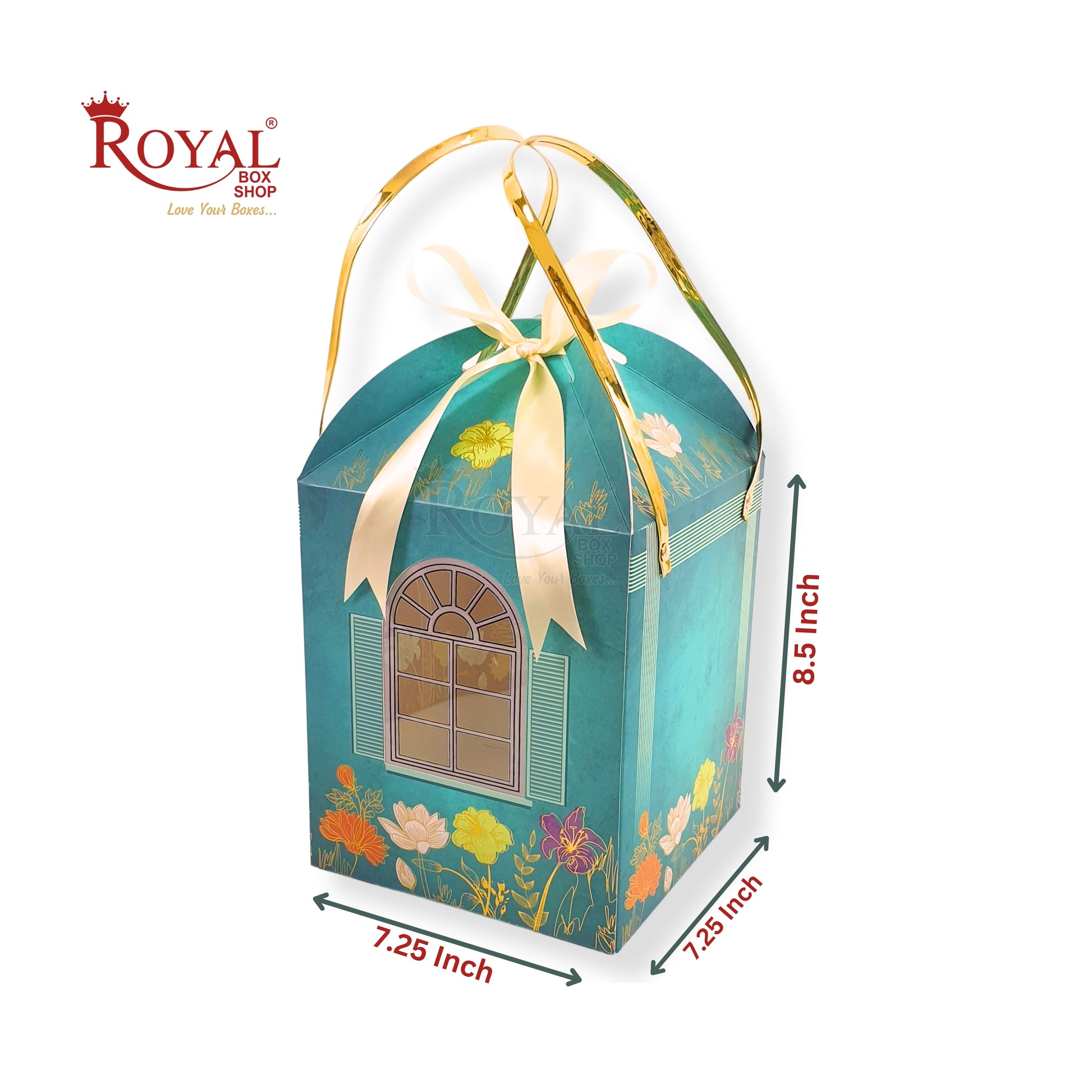 Premium Hut Boxes (RBF-1 D4) | 8.5x7.25x7.25 Inch | Turquoise I Perfect for Indian Festivals, Weddings, & Gifting Royal Box Shop