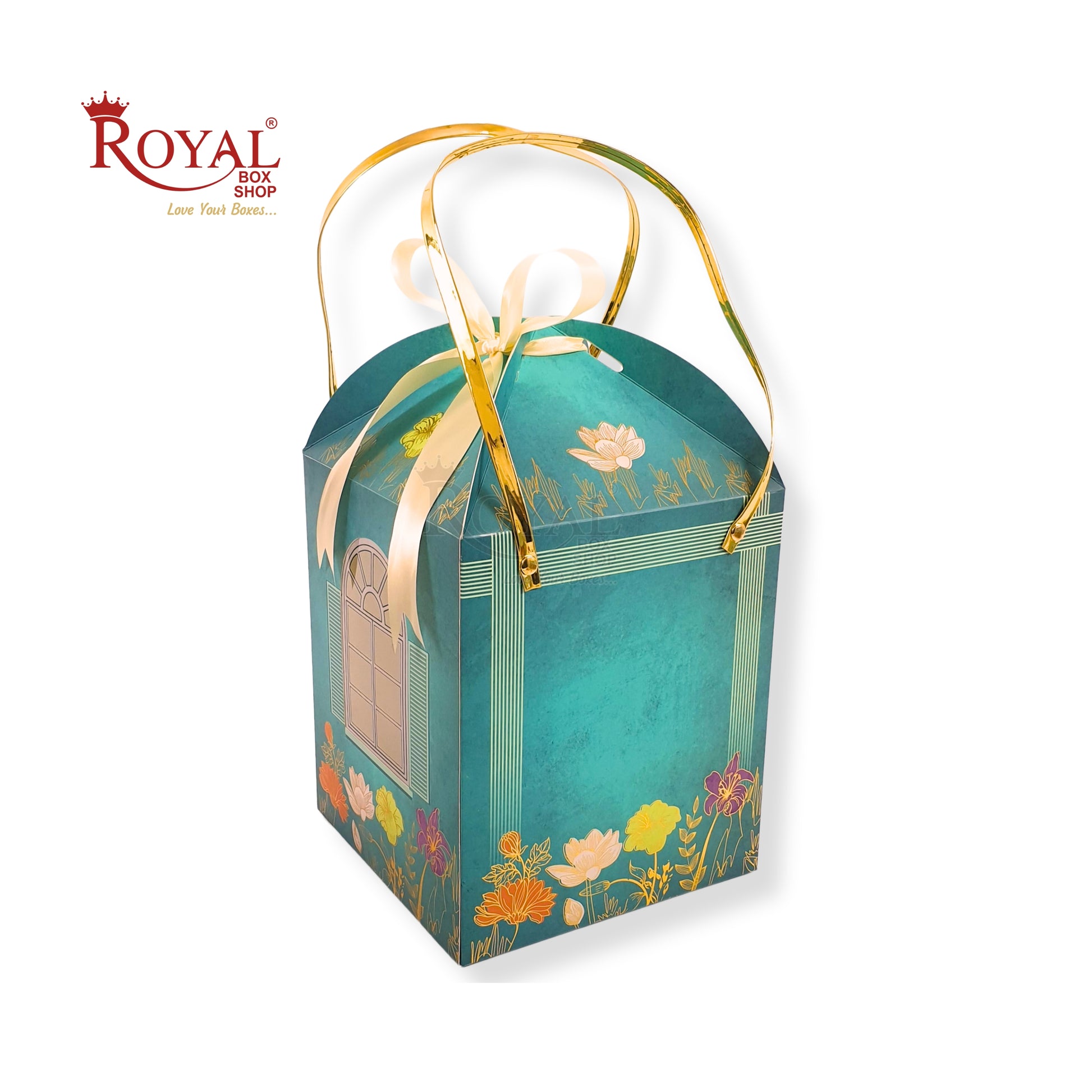 Premium Hut Boxes (RBF-1 D4) | 8.5x7.25x7.25 Inch | Turquoise I Perfect for Indian Festivals, Weddings, & Gifting Royal Box Shop