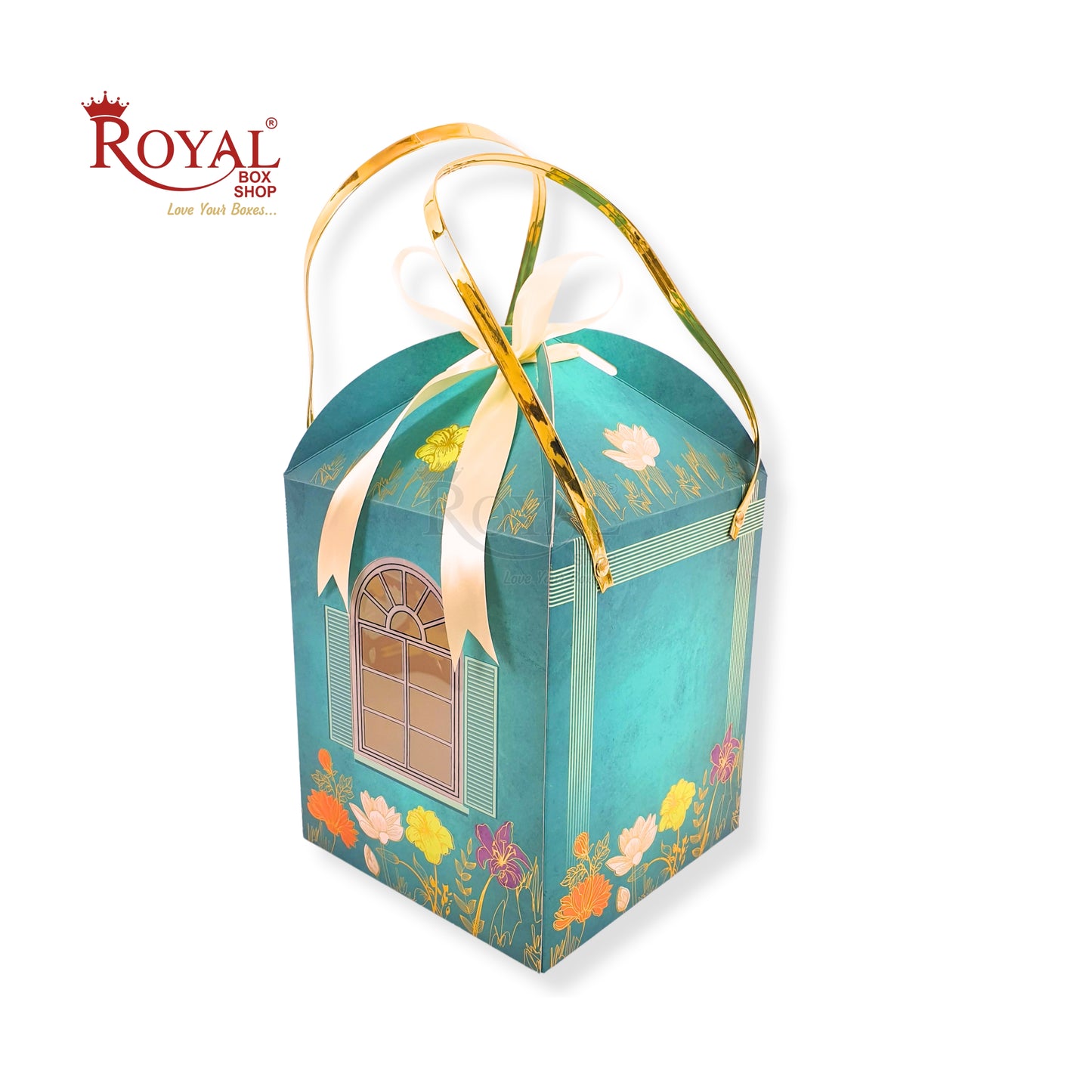 Premium Hut Boxes (RBF-1 D4) | 8.5x7.25x7.25 Inch | Turquoise I Perfect for Indian Festivals, Weddings, & Gifting Royal Box Shop