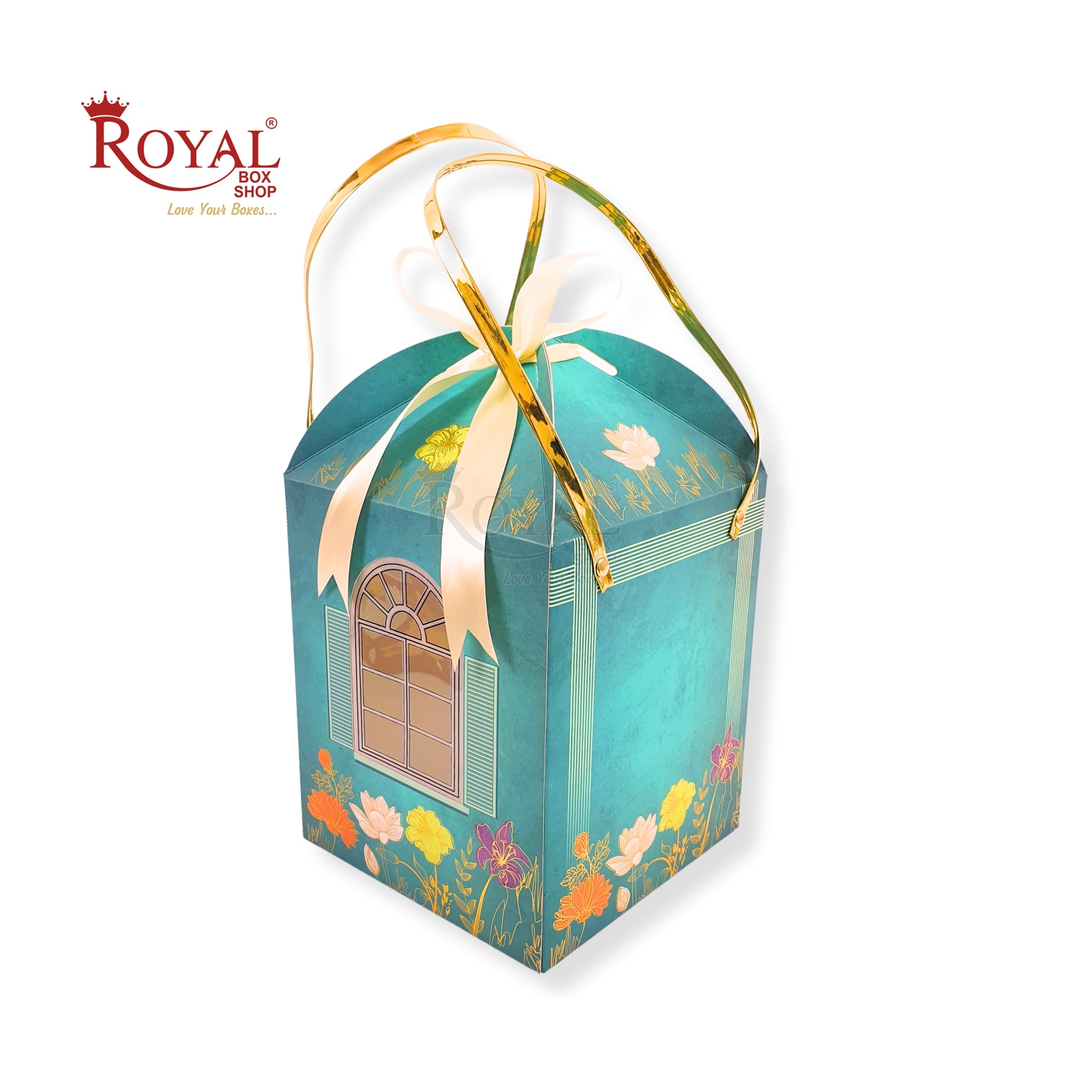 Premium Hut Boxes (RBF-1 D4) | 8.5x7.25x7.25 Inch | Turquoise I Perfect for Indian Festivals, Weddings, & Gifting Royal Box Shop