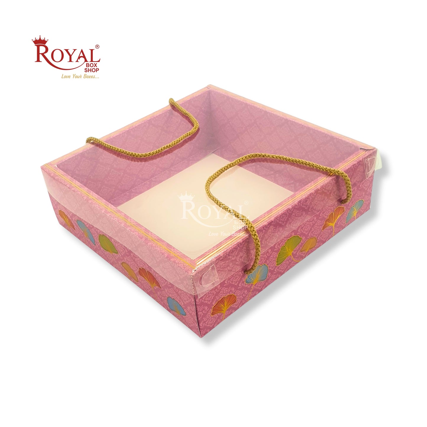 Premium Gift Hamper Bags with Transparent Lid I 10x10x3.5 inches I RBF-23 D2 I Wedding Party Gifts, Return favor Gifting