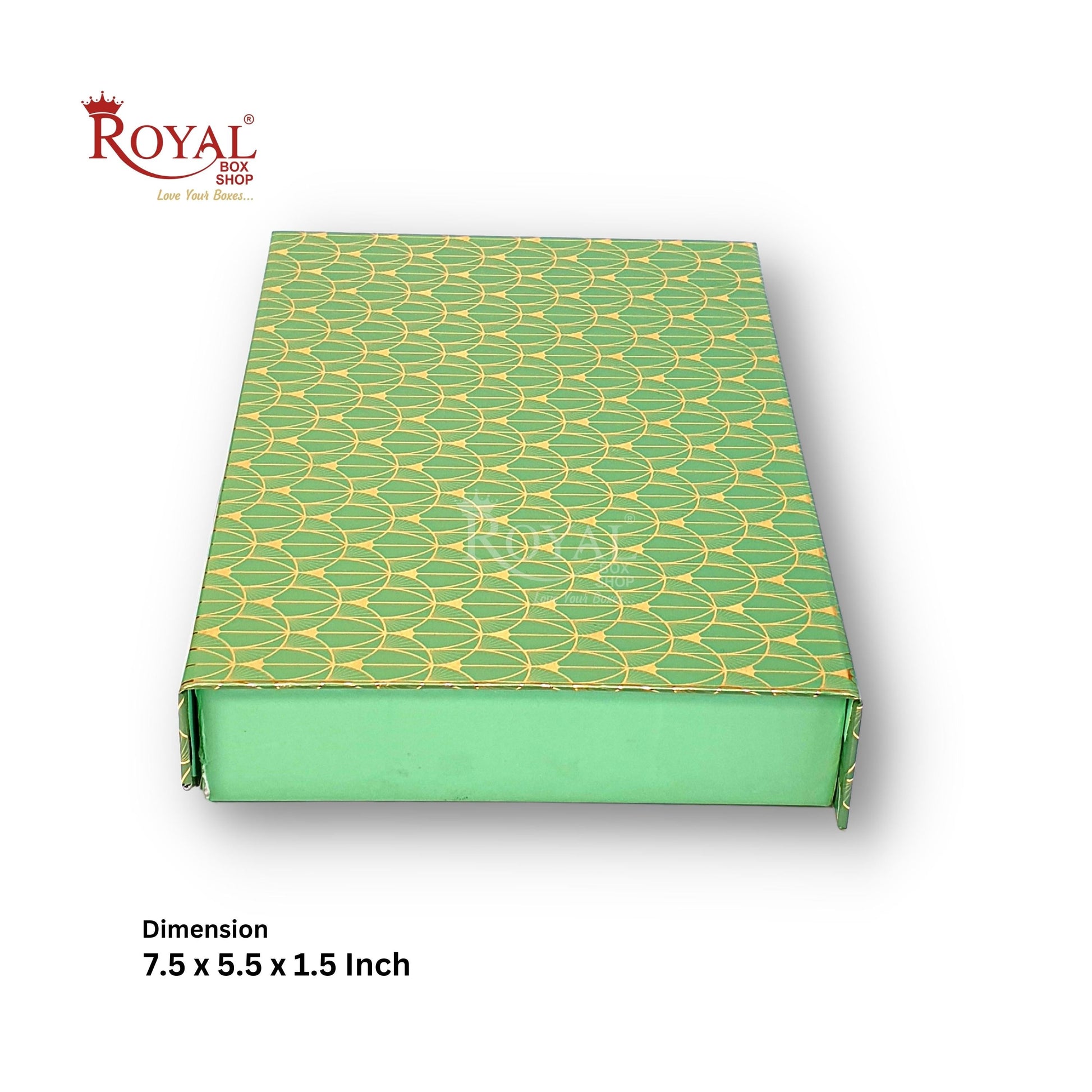 Rigid Chocolate Boxes 12 Cavity With Magnetic Flap I Green with Gold Foiling I 7.5 X 5.5 X 1.5 Inch I Kappa Boxes Royal Box Shop