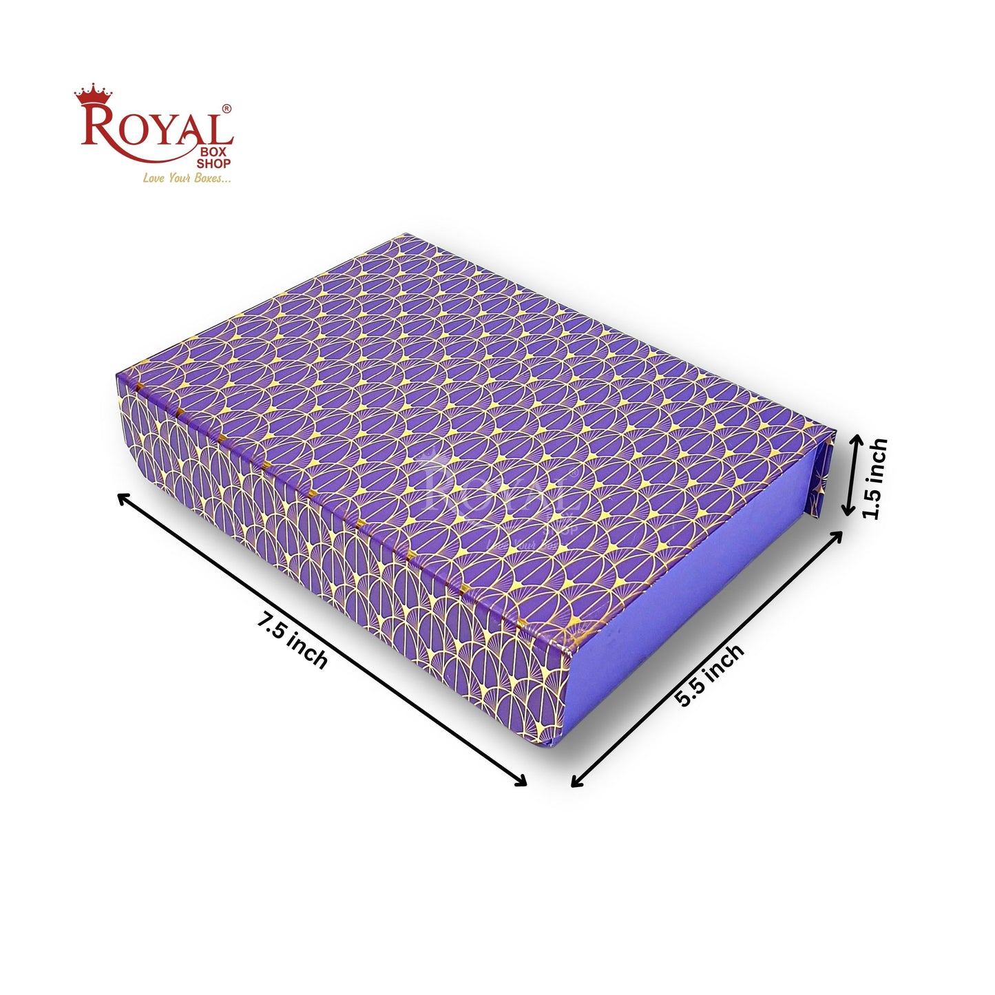 Rigid Chocolate Boxes 12 Cavity With Magnetic Flap I Purple with Gold Foiling I 7.5 X 5.5 X 1.5 Inch I Kappa Boxes Royal Box Shop