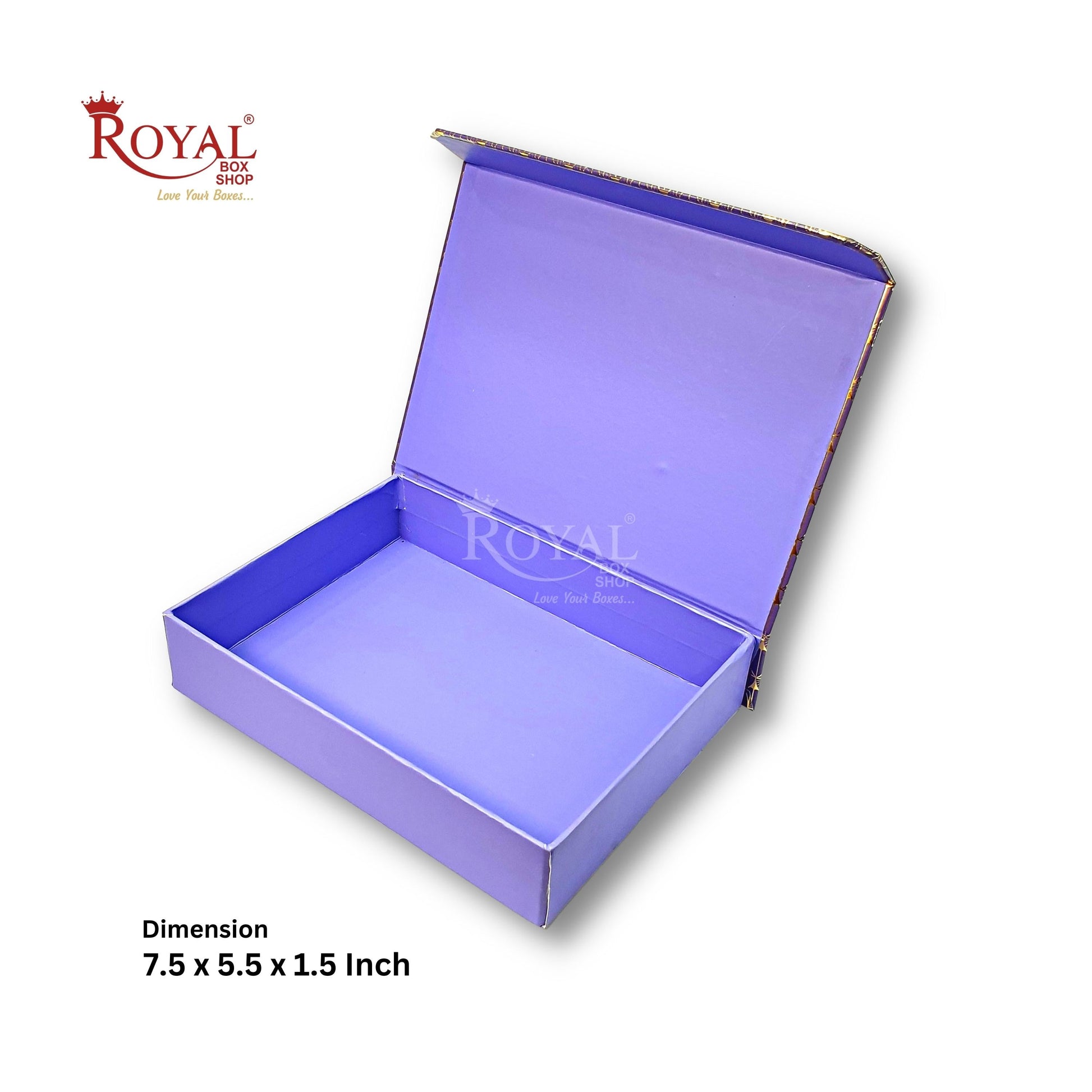 Rigid Chocolate Boxes 12 Cavity With Magnetic Flap I Purple with Gold Foiling I 7.5 X 5.5 X 1.5 Inch I Kappa Boxes Royal Box Shop