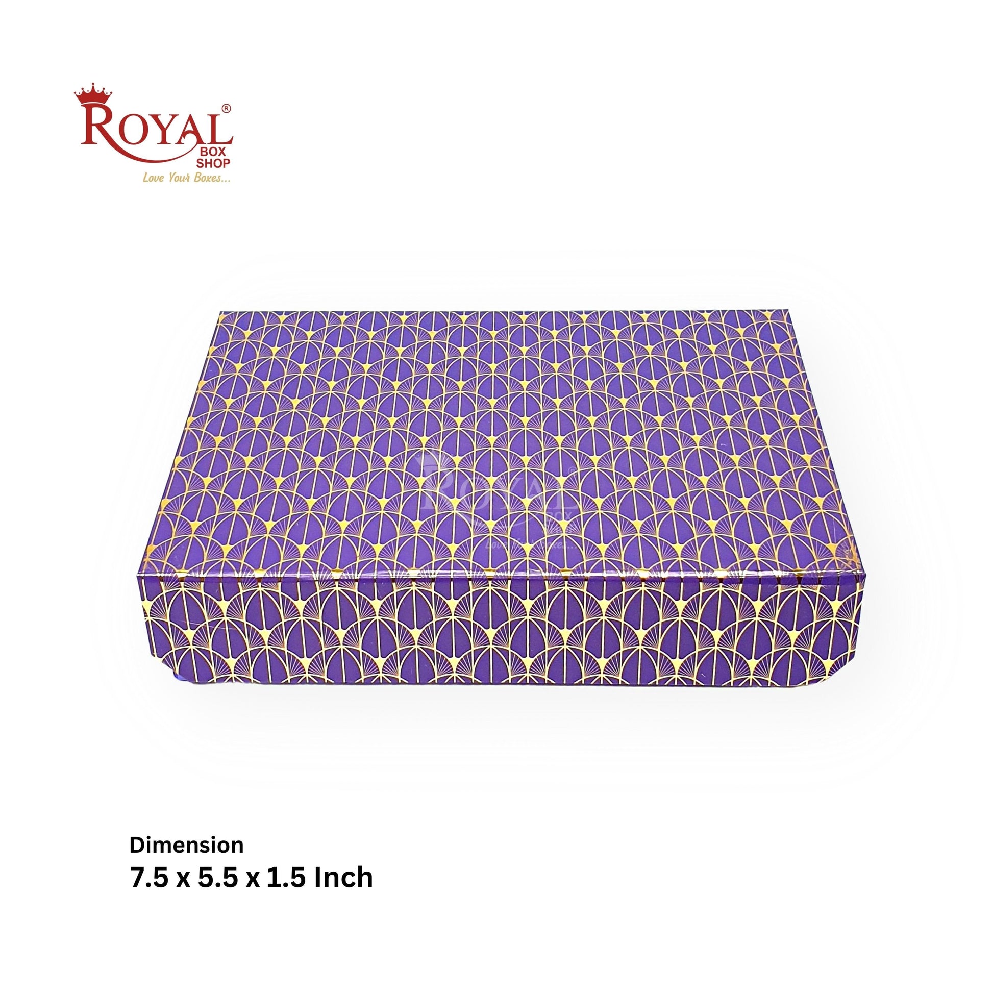 Rigid Chocolate Boxes 12 Cavity With Magnetic Flap I Purple with Gold Foiling I 7.5 X 5.5 X 1.5 Inch I Kappa Boxes Royal Box Shop