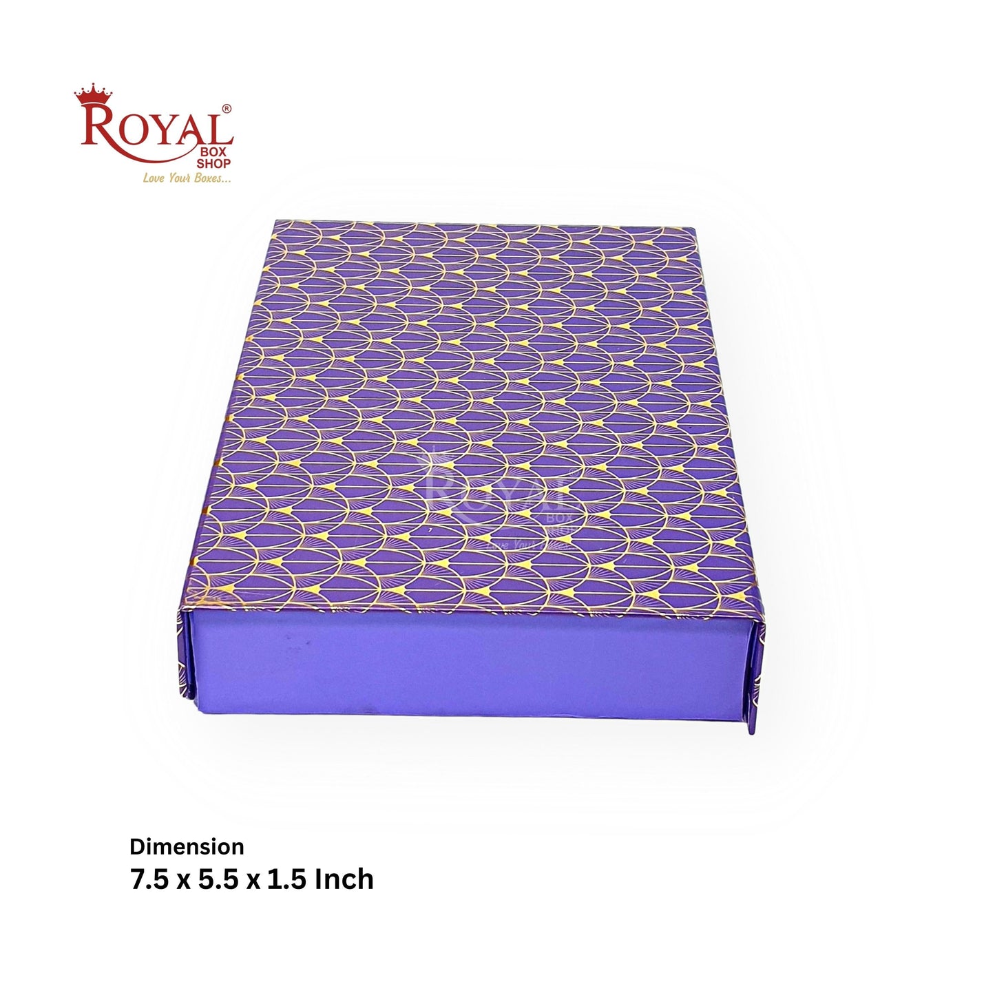 Rigid Chocolate Boxes 12 Cavity With Magnetic Flap I Purple with Gold Foiling I 7.5 X 5.5 X 1.5 Inch I Kappa Boxes Royal Box Shop