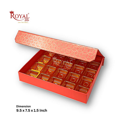 Rigid Chocolate Boxes 20 Cavity With Magnetic Flap I Red with Gold Foiling I 9.5 X 7.5 X 1.5 Inch I Kappa Boxes Royal Box Shop