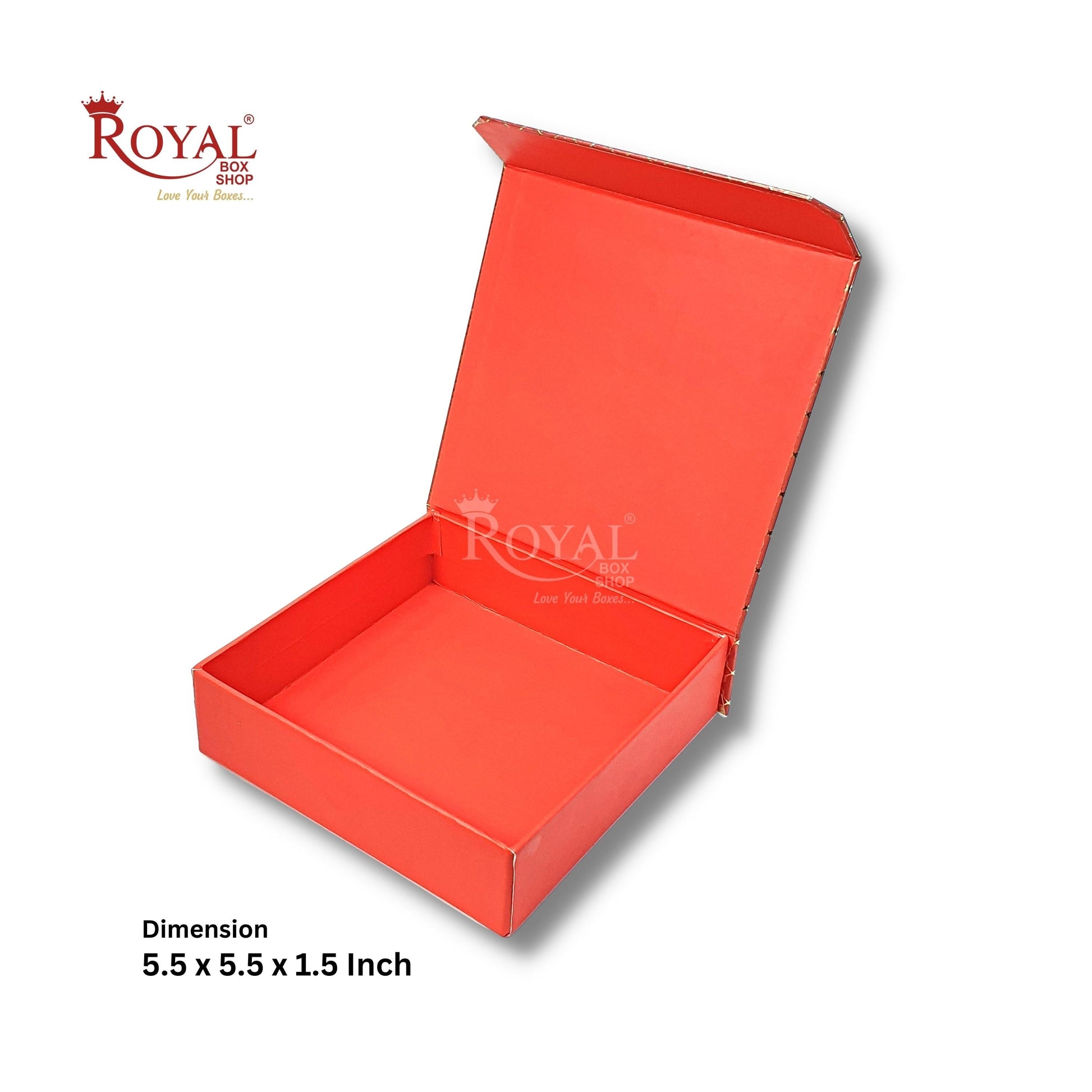 Rigid Chocolate Boxes 9 Cavity With Magnetic Flap I Red with Gold Foiling I 5.5 X 5.5 X 1.5 Inch Royal Box Shop
