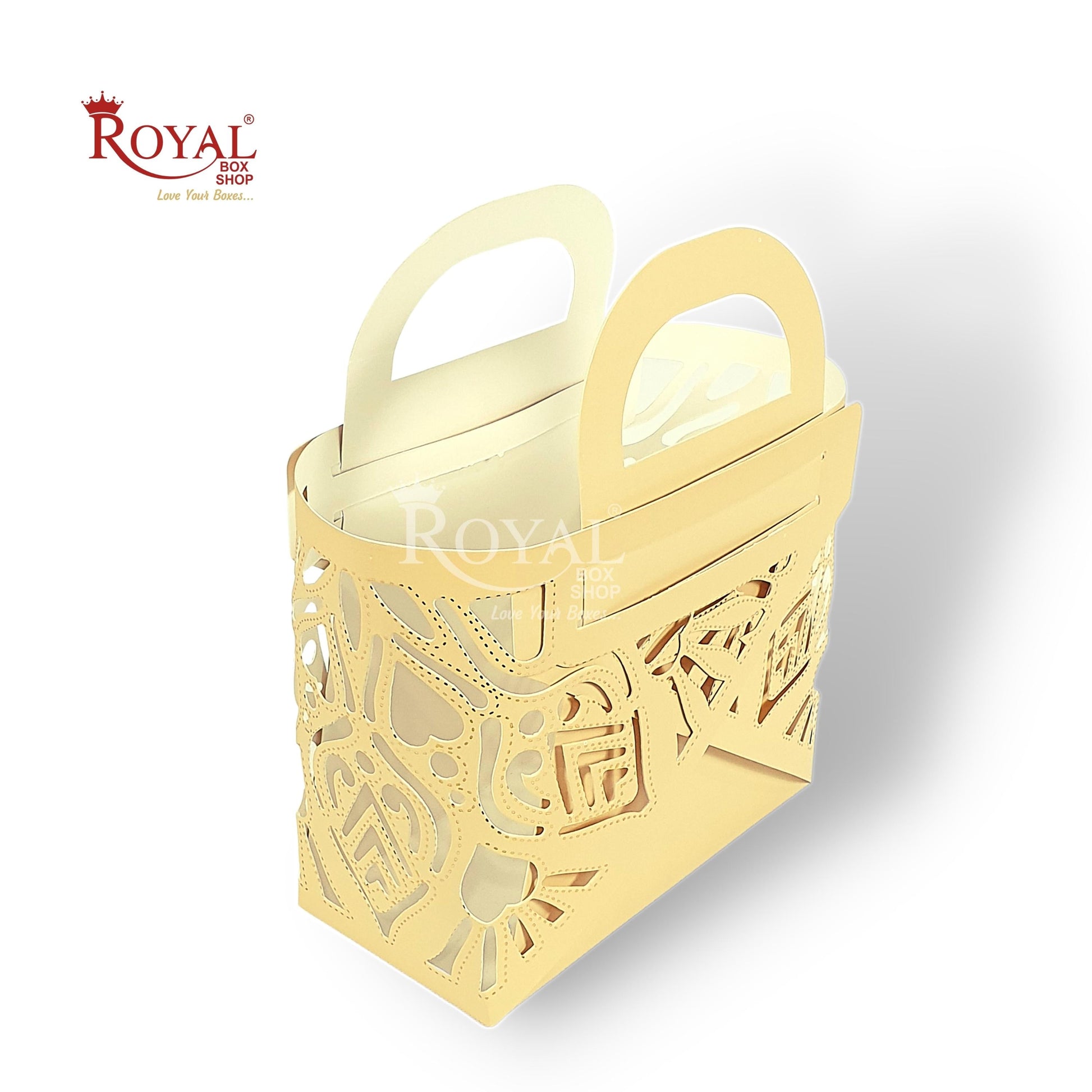 Royal 2 Jar Gift Hamper Bags I Laser Cut Gold Foiling I Beige Color I Christmas Gifting, Wedding, Corporate, Birthday Return Gifting Hamper Bags Royal Box Shop