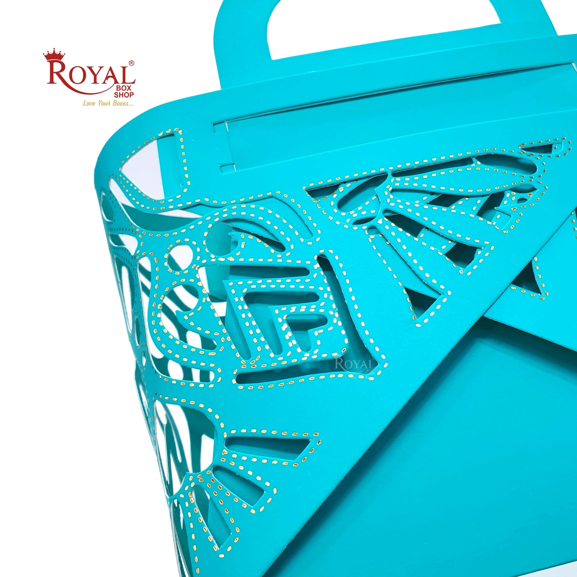 Royal 2 Jar Gift Hamper Bags I Laser Cut Gold Foiling I Blue Color I Wedding, Corporate, Birthday Return Gifting Hamper Bags Royal Box Shop